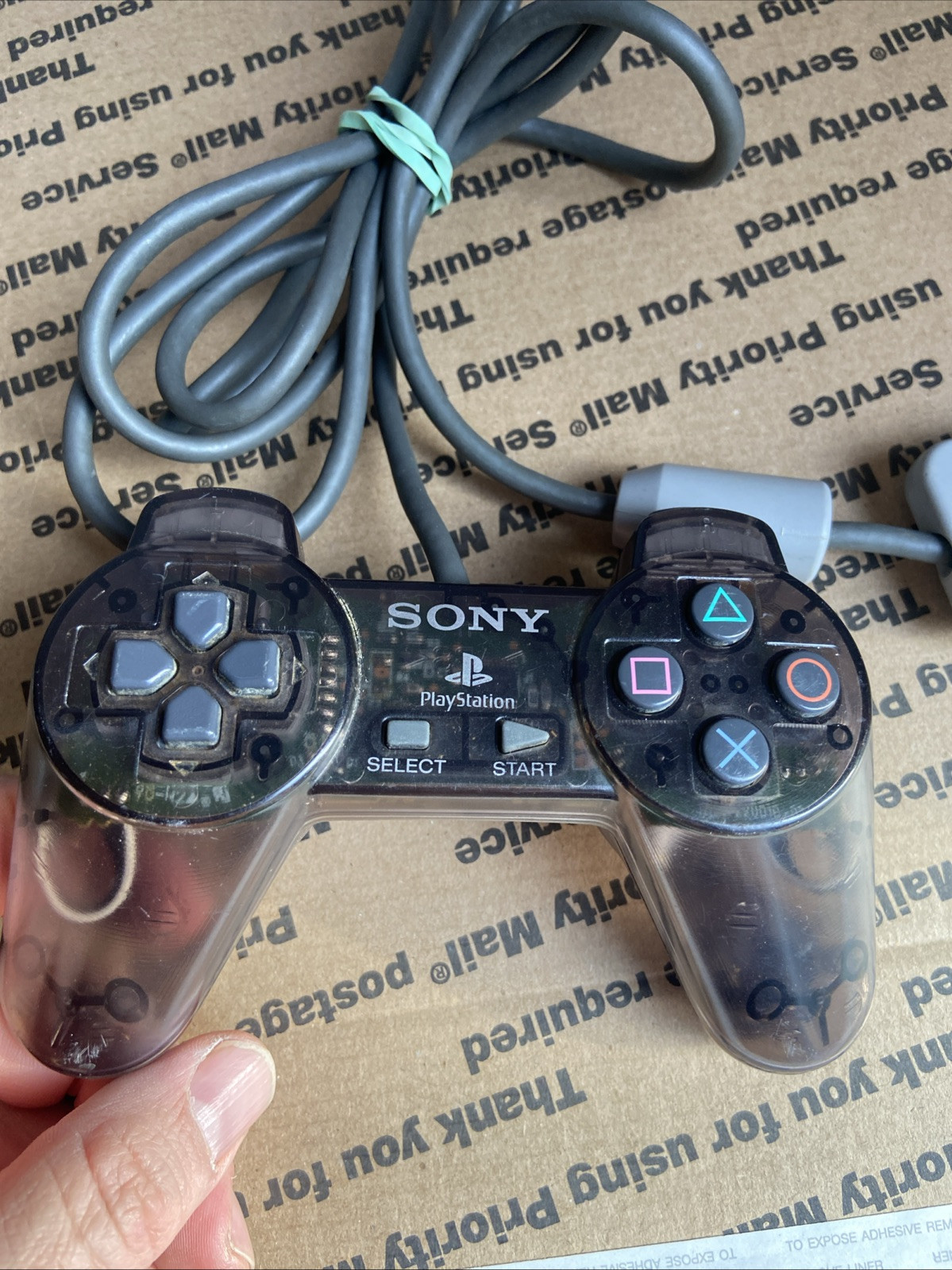 Playstation PS1 PS2 Controller Smoke Gray Clear Transparent SCPH-1080