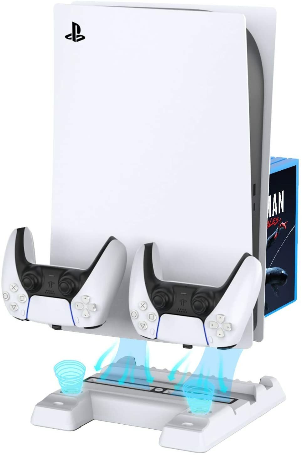 BEJOY Multifunctional Vertical Stand with Dual Cooling Fans for PS5 Console