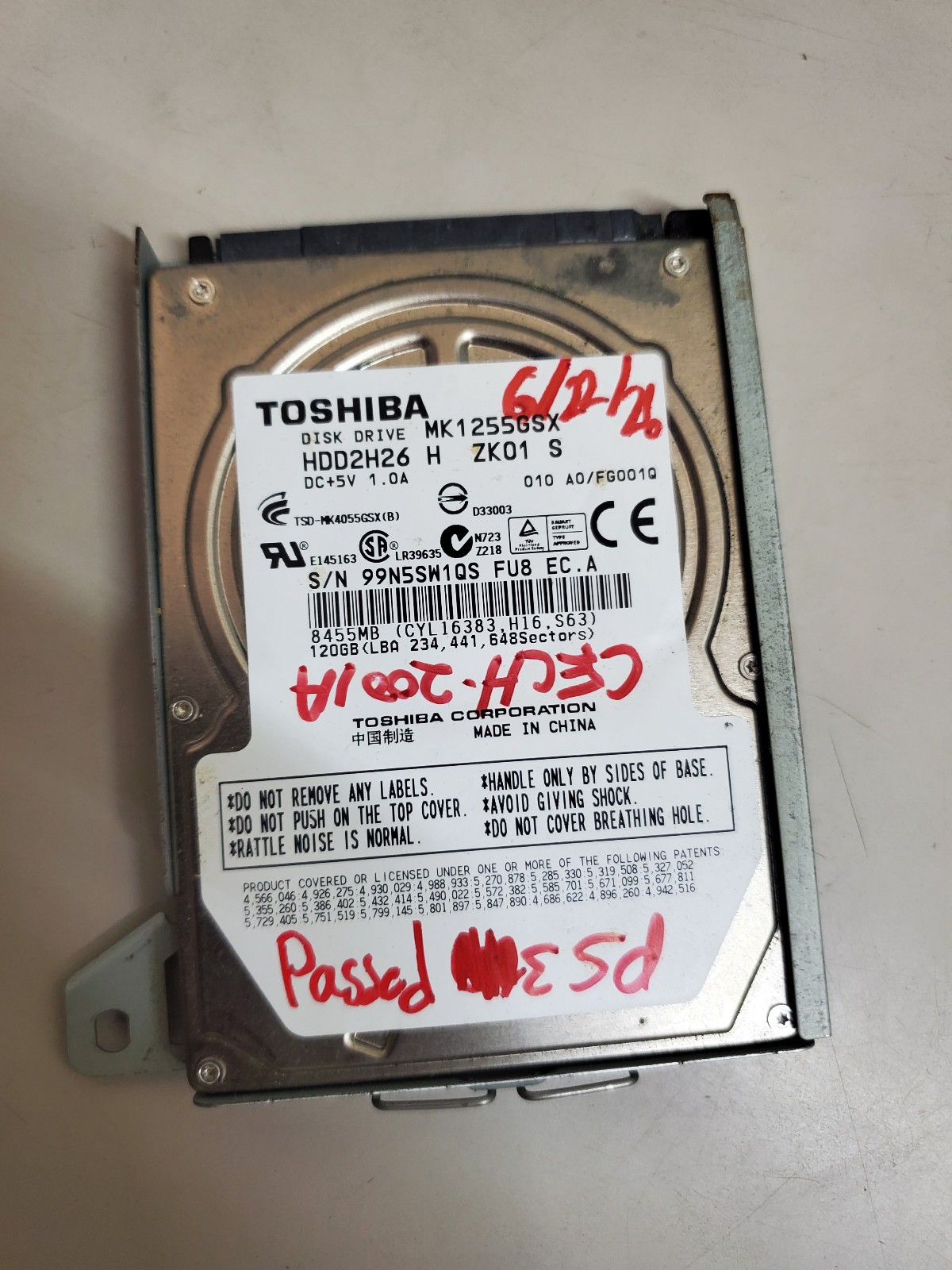 120GB Toshiba Hard Drive w/Caddy, For PlayStation 3 PS3 Slim CECH 2001A 3001A