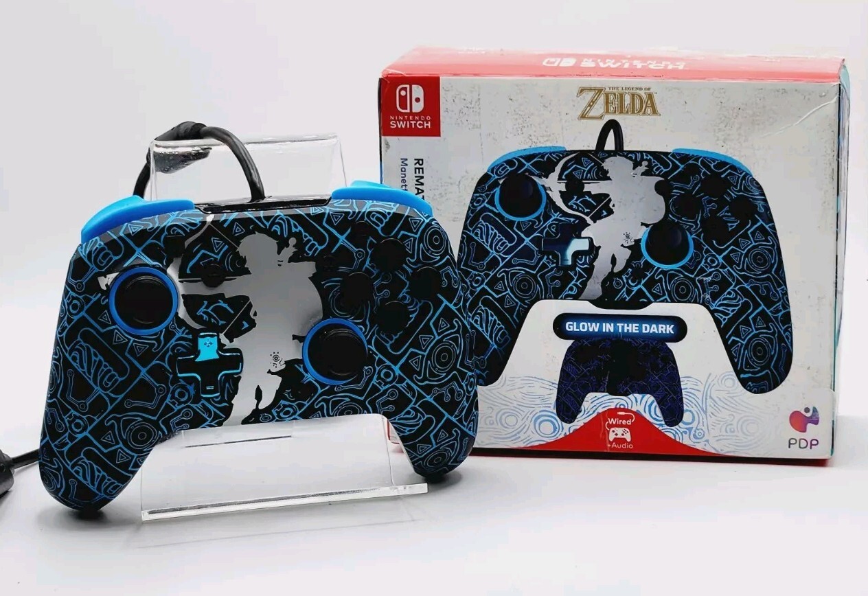 Nintendo Switch Zelda REMATCH Glow Wired Controller Sheikah Shoot PDP