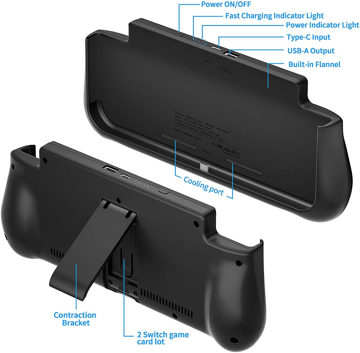 10000mAh Battery Pack for Nintendo Switch&OLED Extended Battery Charger Case