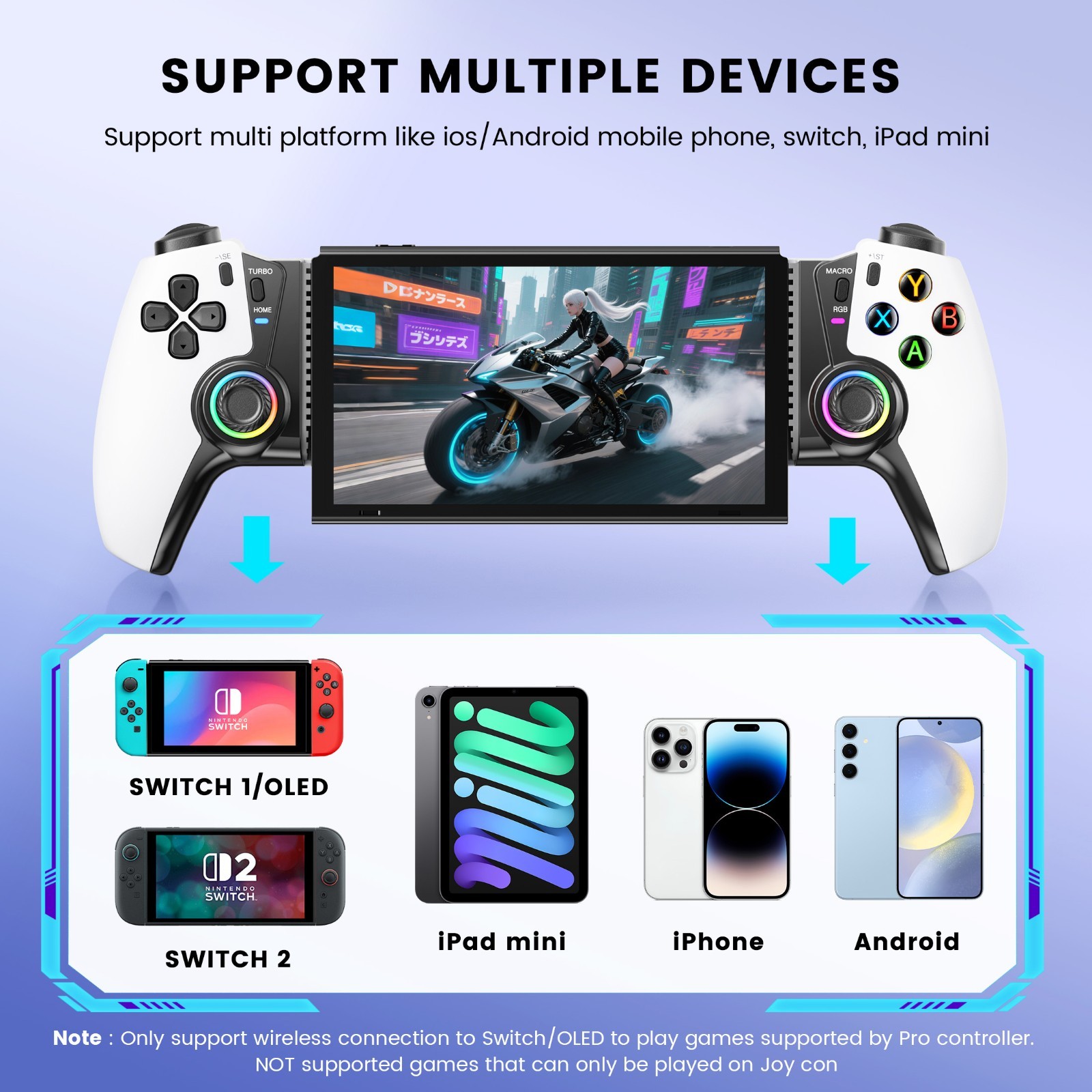 for Switch 2/OLED/iOS/Android Wireless Bluetooth Mobile Phone Game Controller