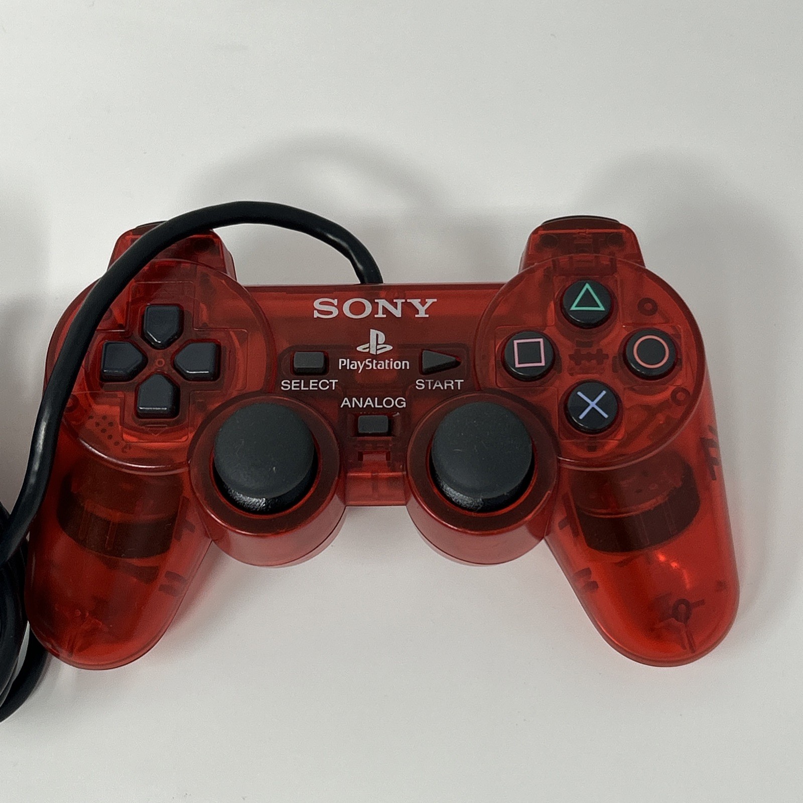 OEM Red Transparent/Clear DualShock 2 PS2 Playstation 2 Controller Read