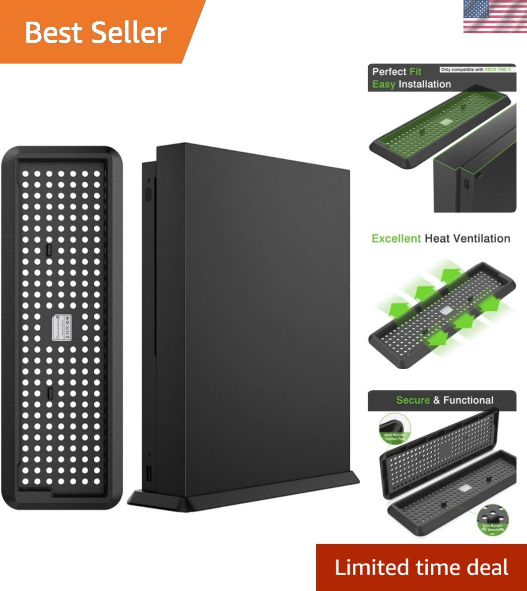 Stylish Black Vertical Stand for Xbox One X – Safe & Secure Console Base