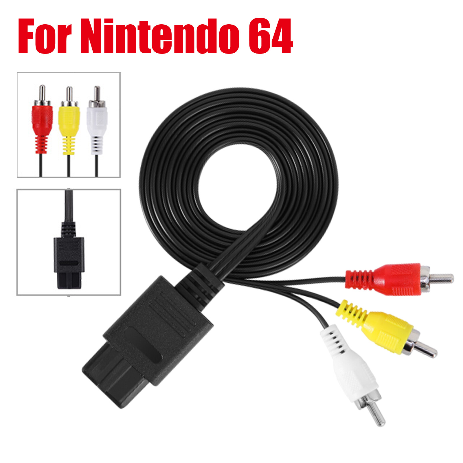 LOT N64 SNES Gamecube RCA AV TV Audio Video Stereo Cable Cord For Nintendo 64