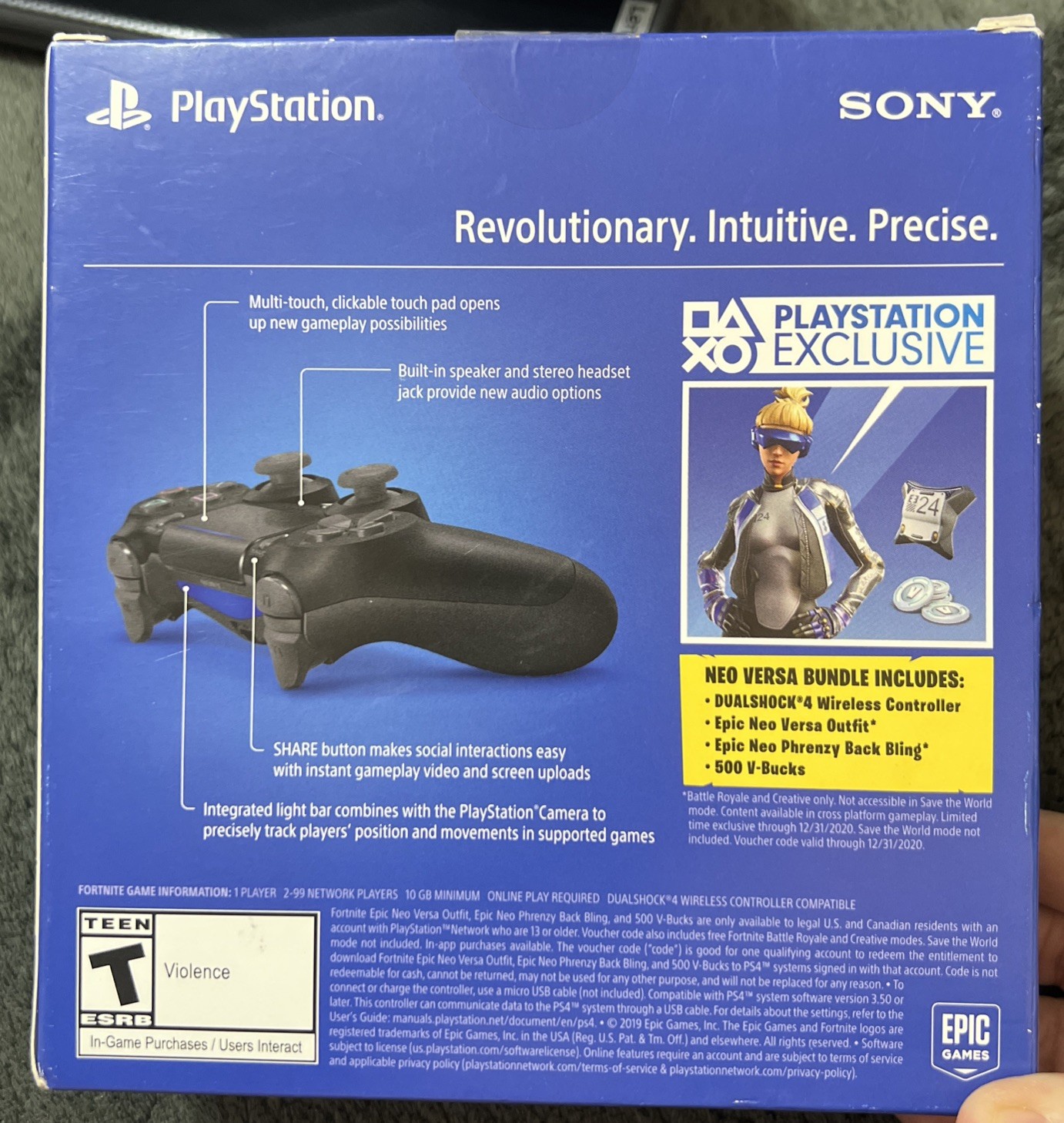 Sony PlayStation 4 DualShock Wireless Controller Jet Black Fortnite Neo Versa