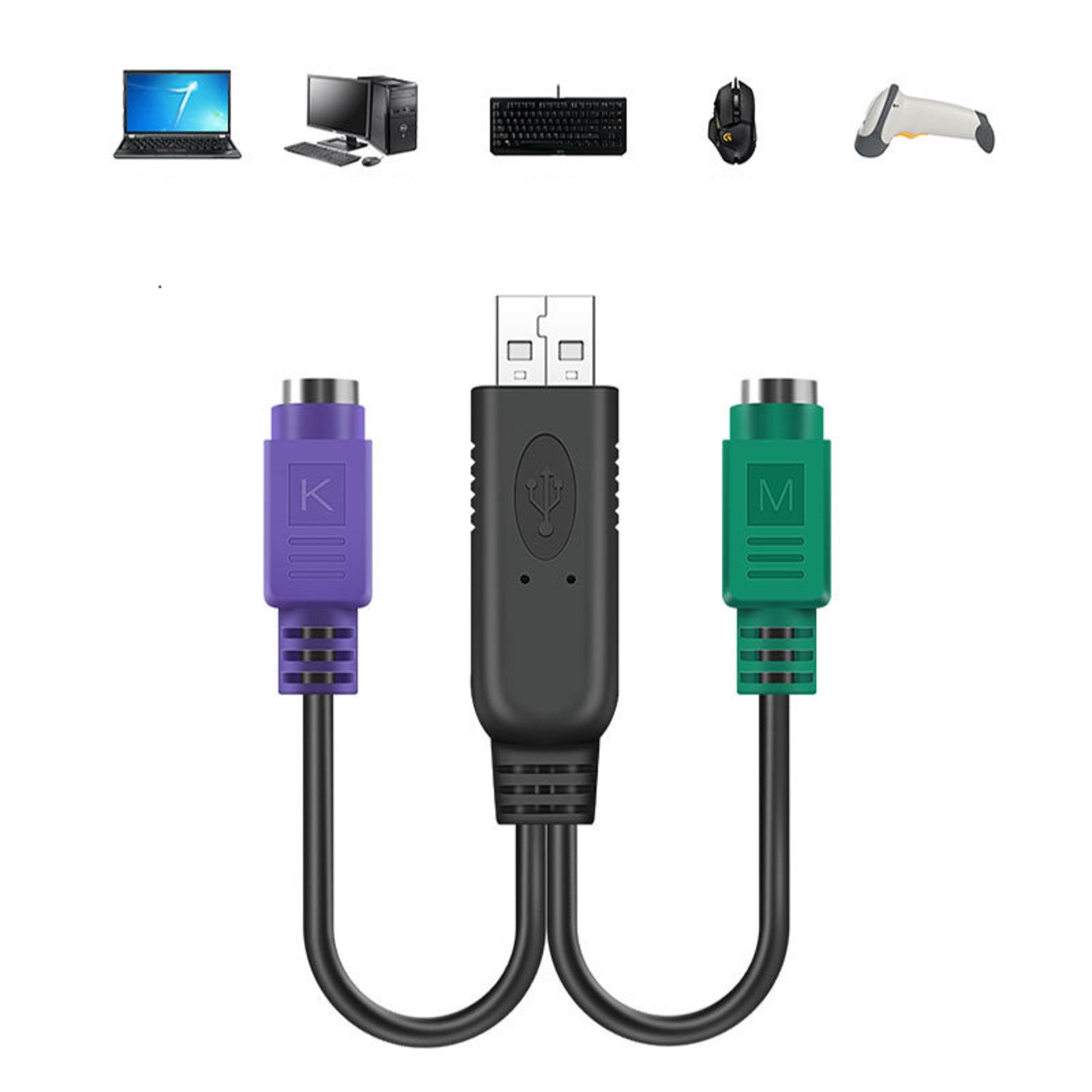 20CM USB Male to PS2 Female Active Converter Cable Adapter For Mouse Keyboard
