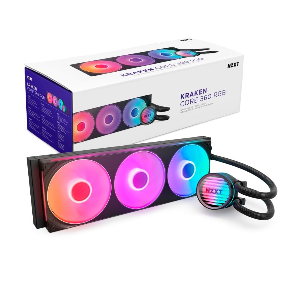 Nzxt Kraken Core 360 Rgb – Aio Cpu Liquid Cooler – 360 Mm Radiator – 360 Mm