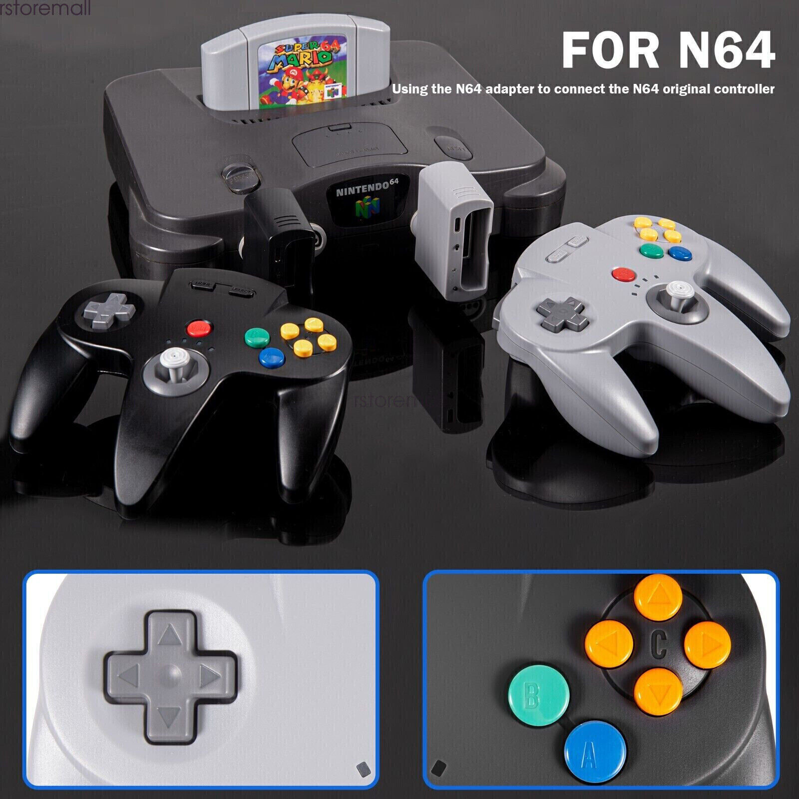 Wireless Controller for Nintendo 64 N64 Console /PC Windows Switch w/ Rumble Pak