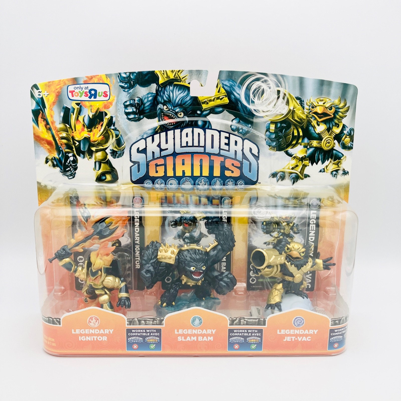 Skylanders Giants Legendary Slam Bam Ignitor Jet Vac 3 Pack Figures NEW SEALED