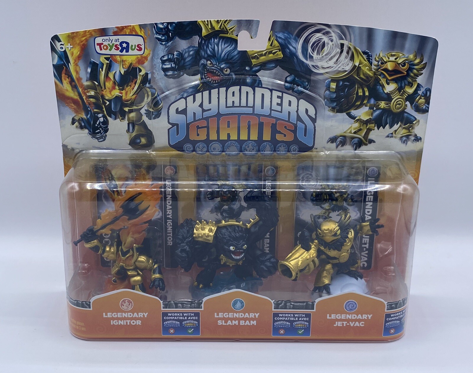 Skylanders Giants ERROR MOLD LEGENDARY JET-VAC Misprint 3 Pack Slam Bam Ignitor