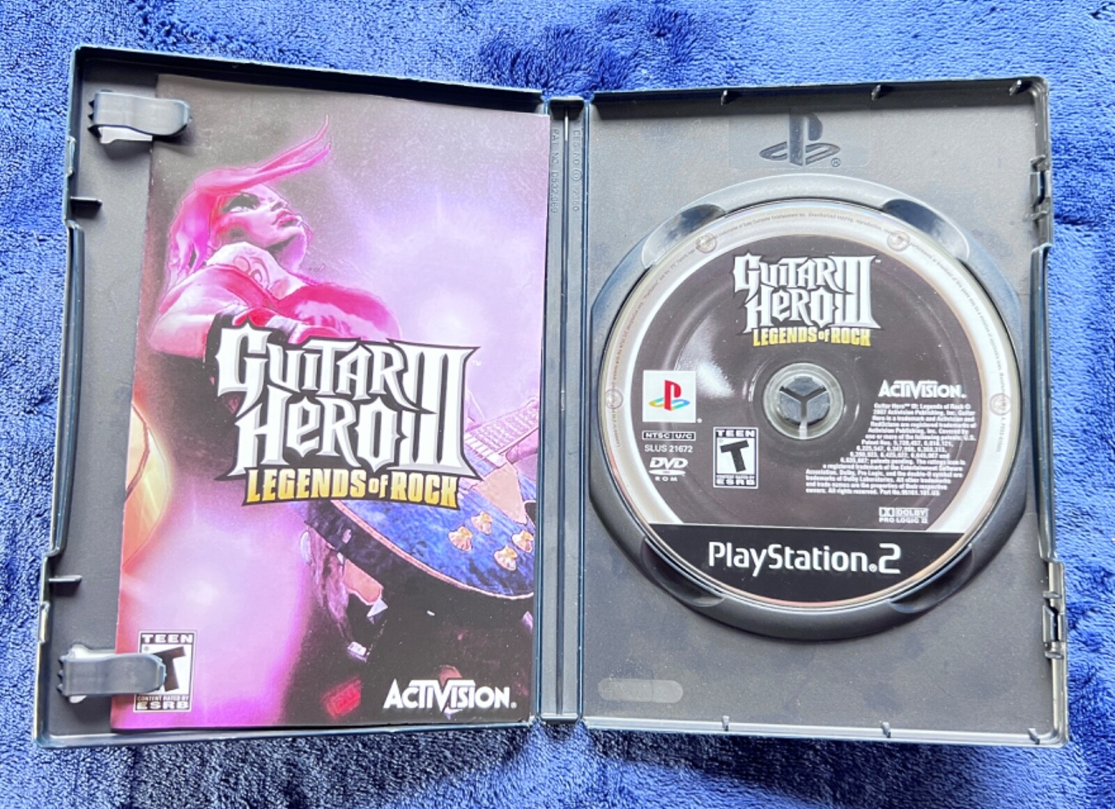 New PlayStation 2 Red Octane Wireless Guitar Hero II and Game with 3 Used Games