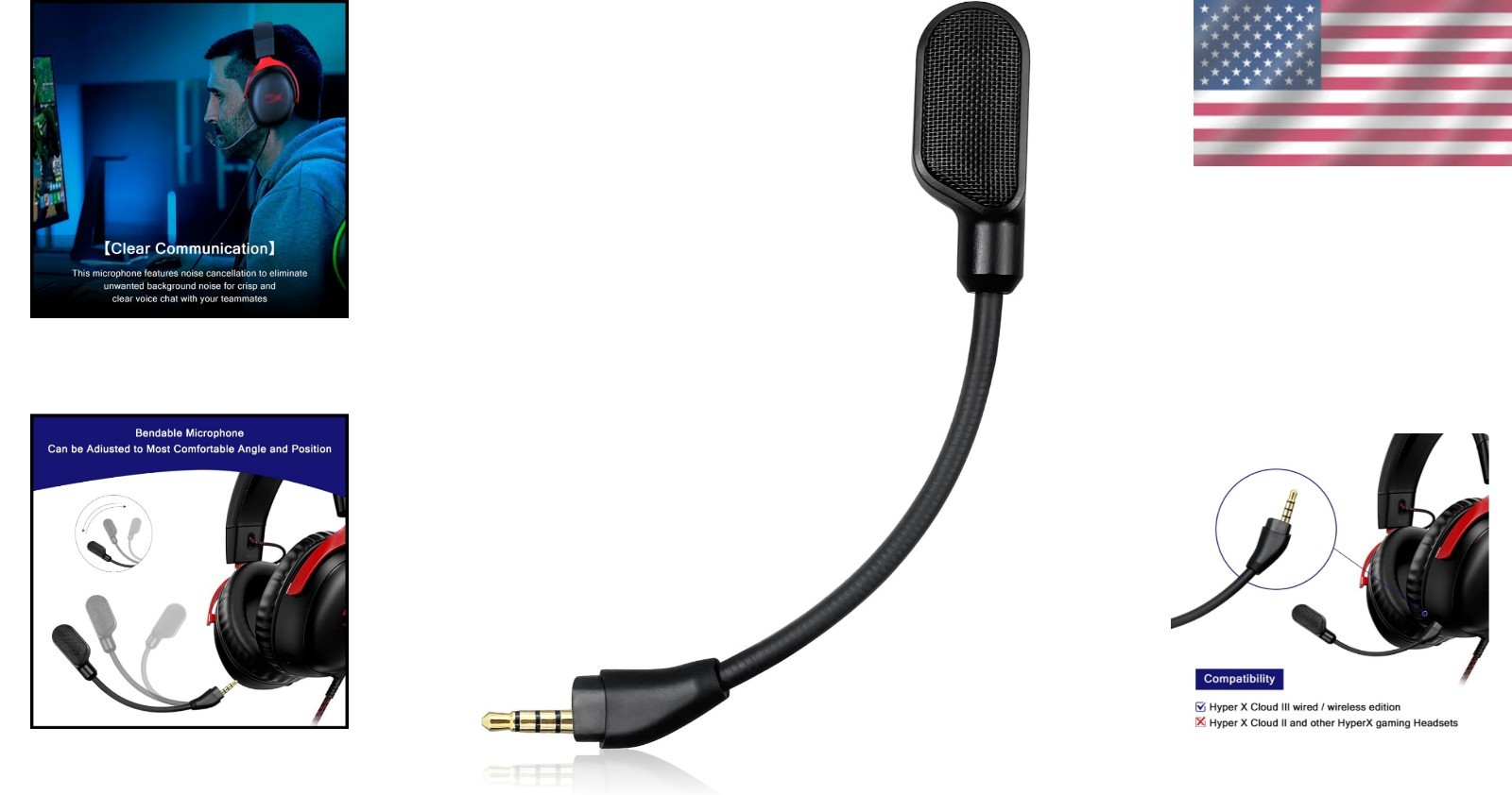 Upgraded Noise-Canceling Mic for HyperX Cloud III – Perfect Gaming Replacement