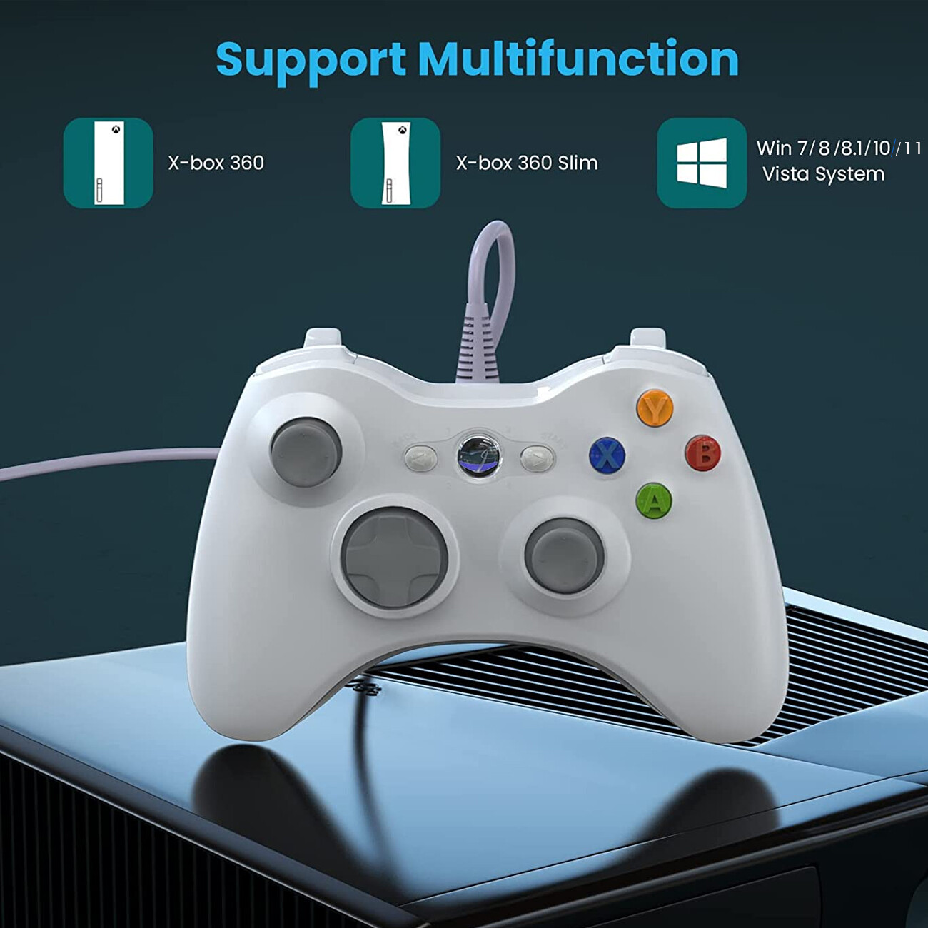 Wired Xbox 360 Gamepad Controller for Xbox 360/360 Slim/PC Windows 7 8 10 11 MAC