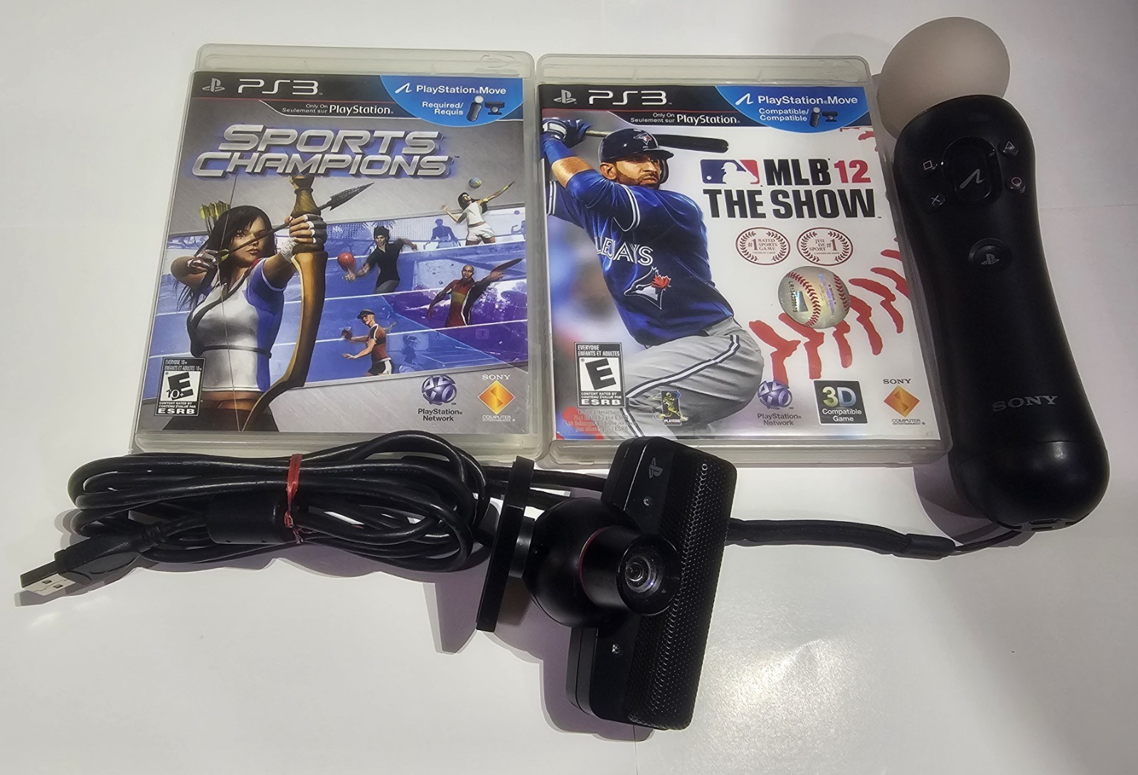 Sony PlayStation Move Bundle PS3 Motion Controller PS EYE Camera Bundle W/ Games