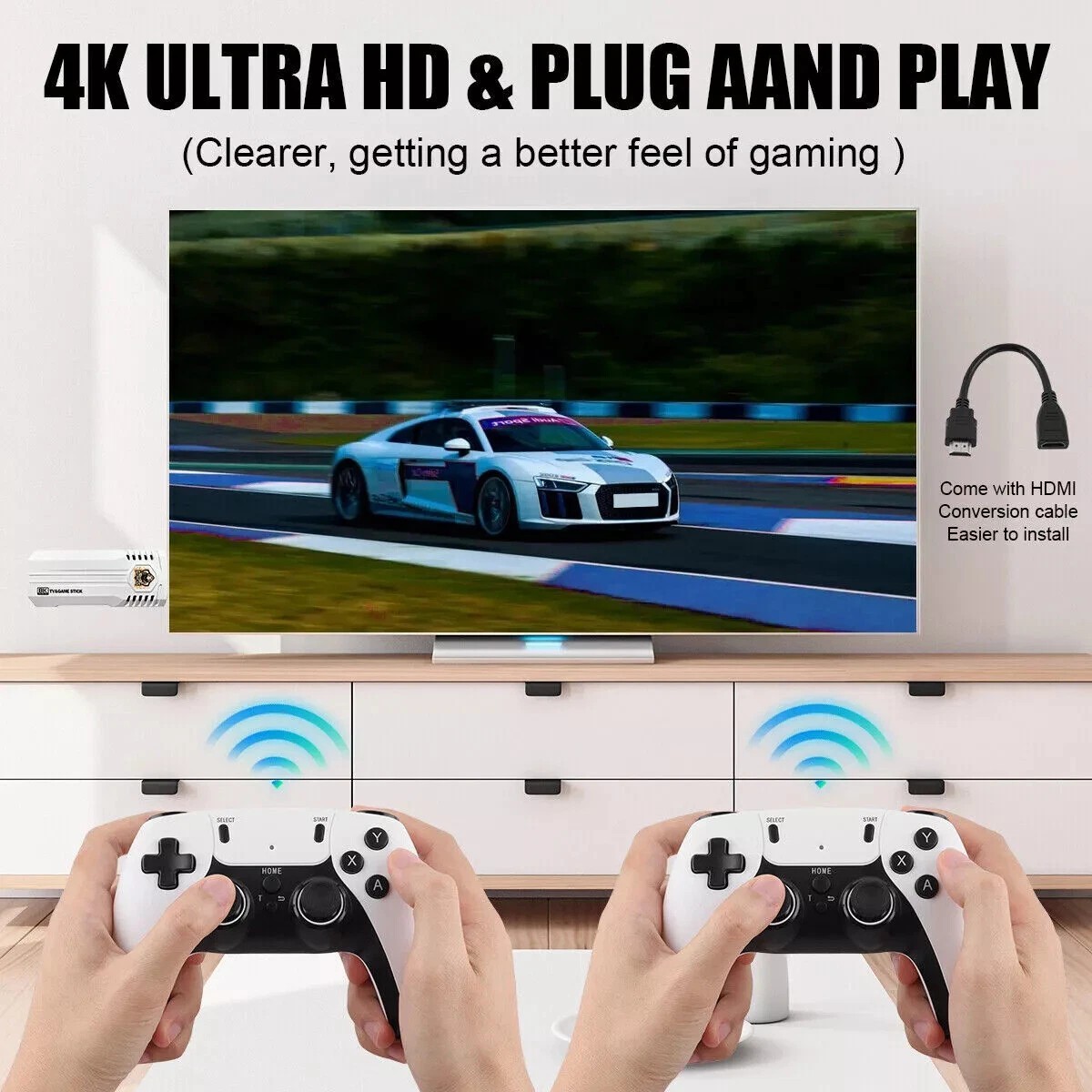 M15 Video Games Console Stick 4K Pro 128GB 4k+ Games Wireless Controllers 2.4G
