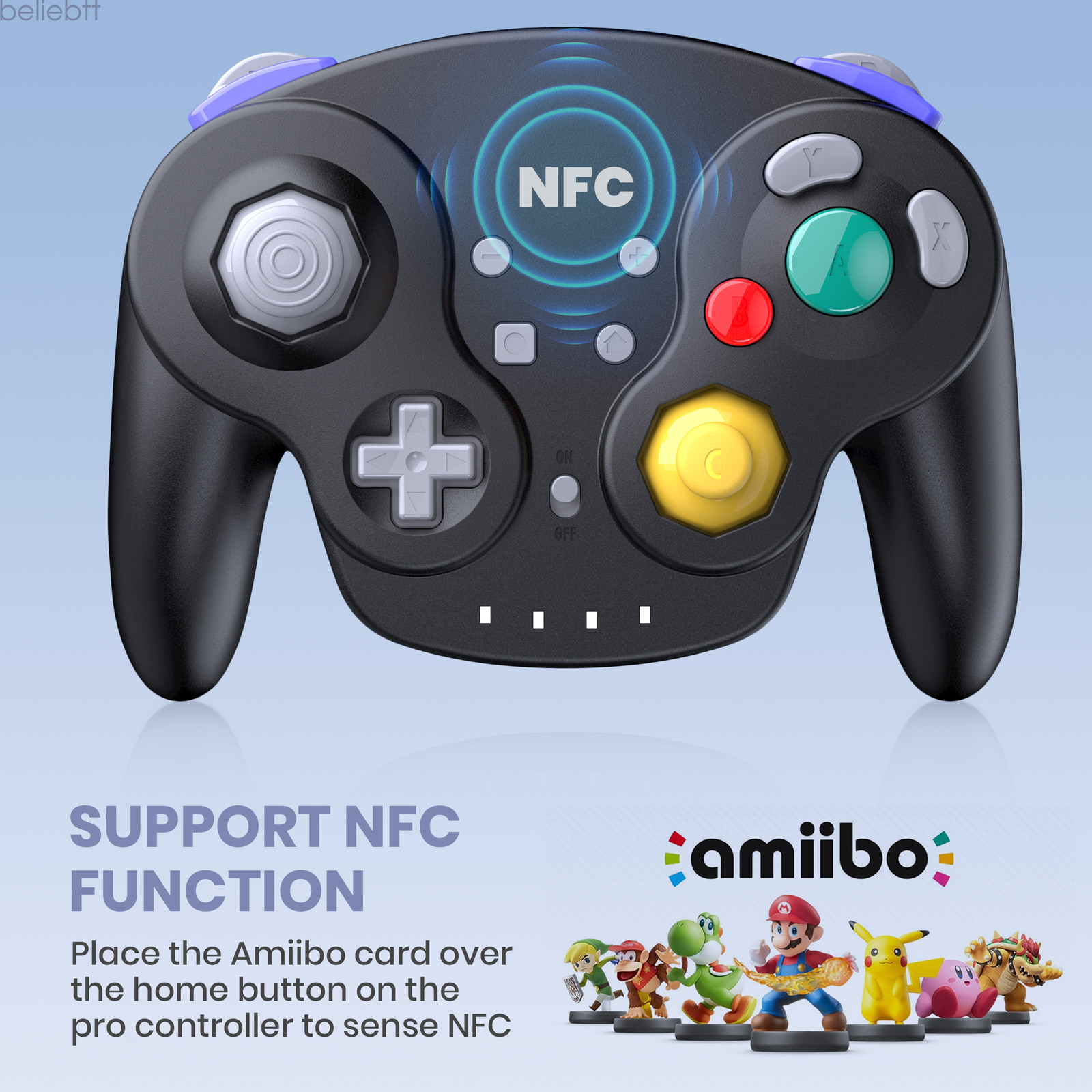 Wireless NFC Gamecube Style Controller for Switch 1/2 PC -/Rumble /Gyro Axis
