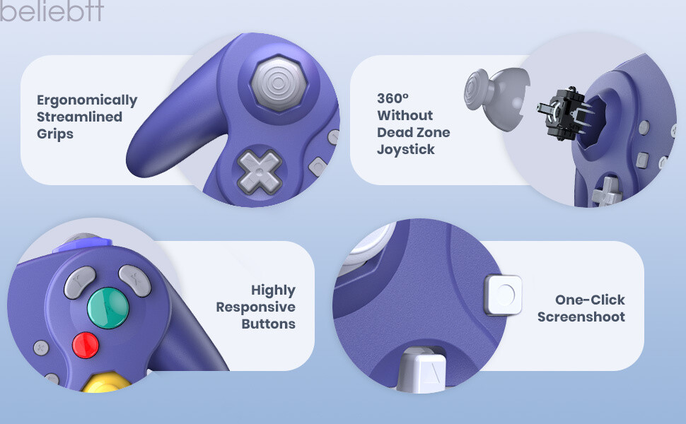 Wireless NFC Gamecube Style Controller for Switch 1/2 PC -/Rumble /Gyro Axis