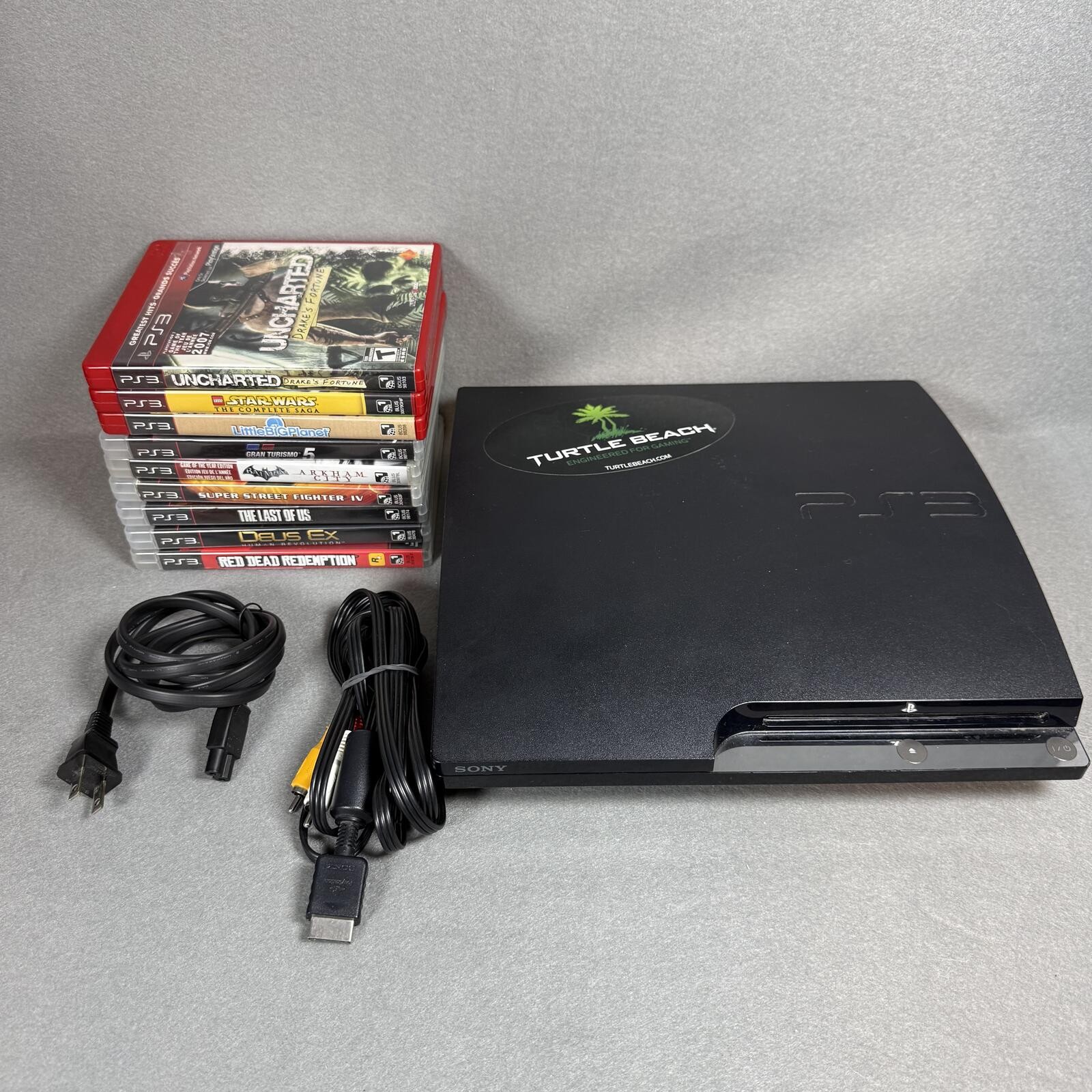 Sony PS3 Slim 160GB CECH-2501A Console Bundle 9 Games Tested HDMI RCA