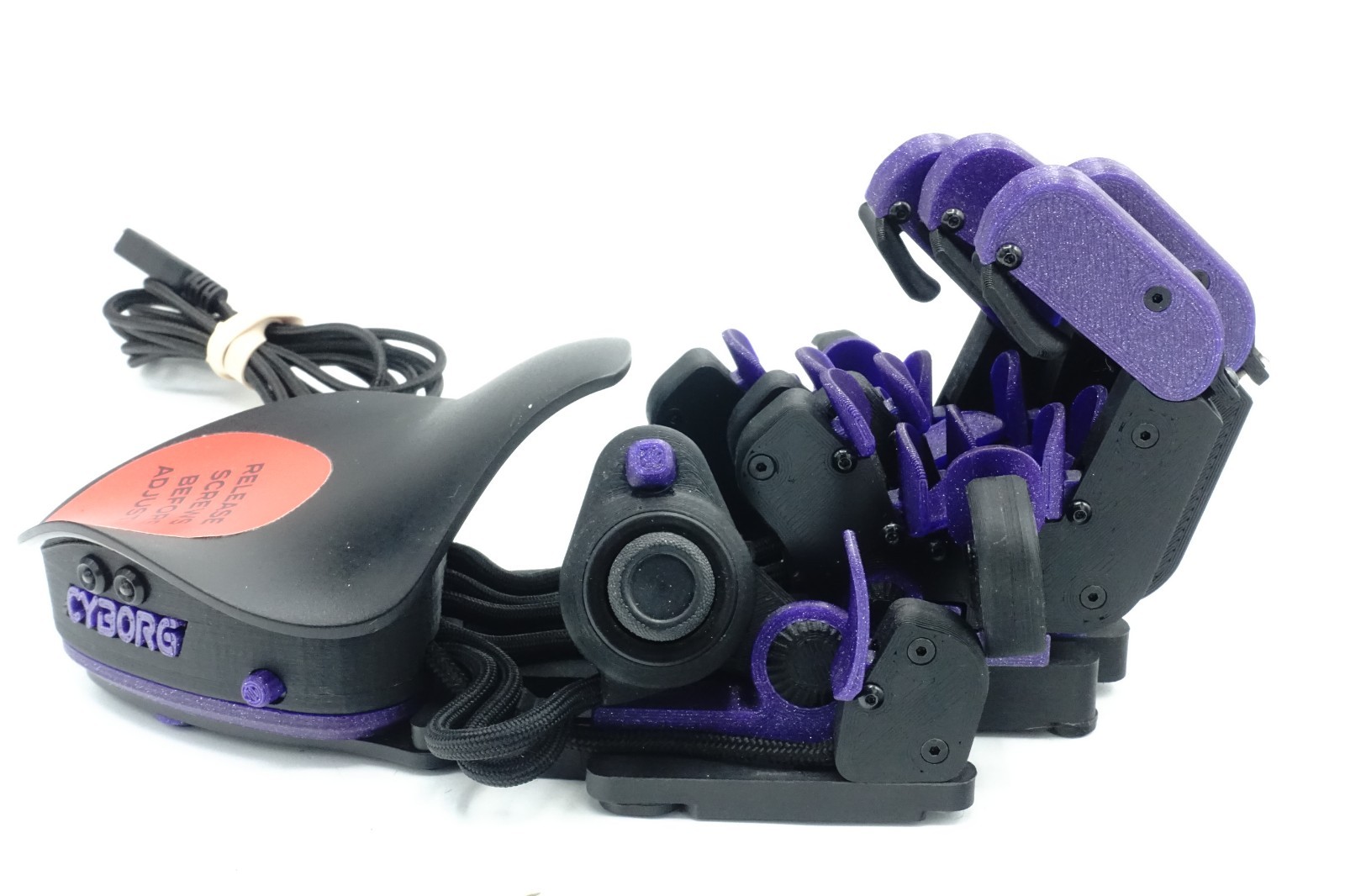 Azeron Cyborg Gaming Keypad With an Analog 360 Thumbstick Black Purple Left Hand