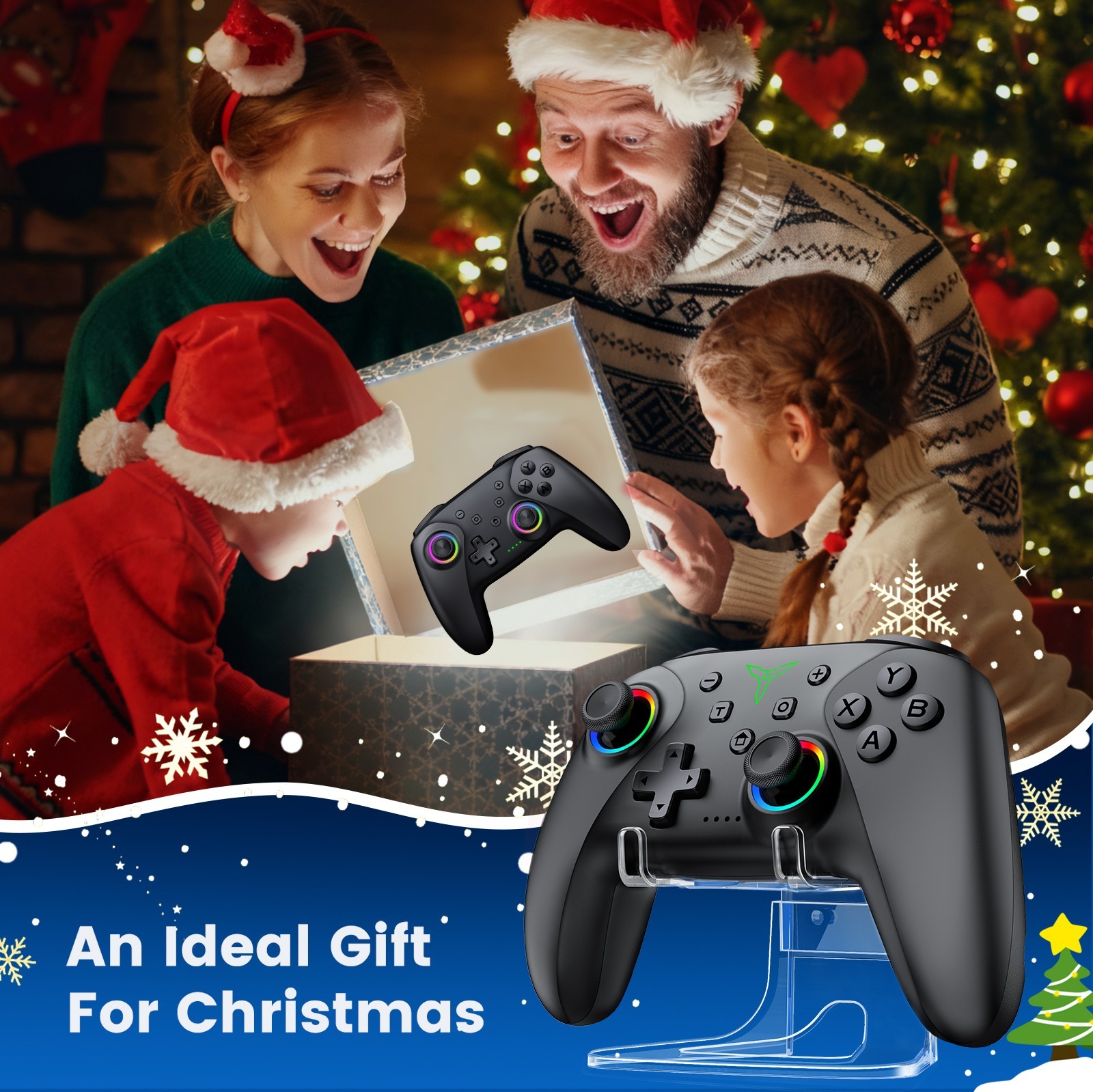 Wireless Bluetooth Controller PC Controller with Holder Hall Effect Joystic