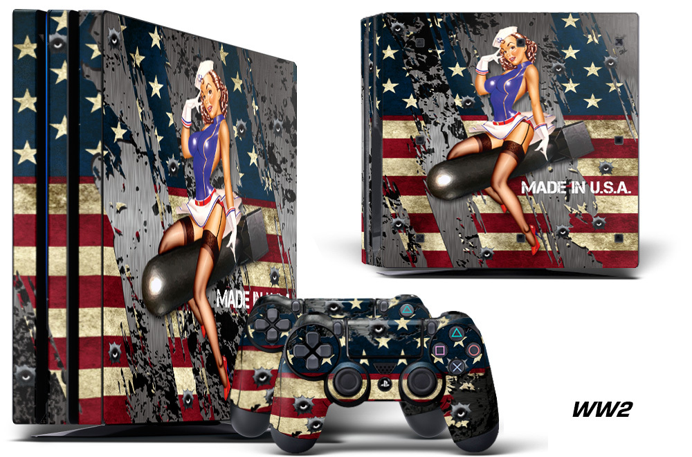Skin Decal Wrap For PS4 PRO Playstation 4 Pro Console + Controller Stickers WW2