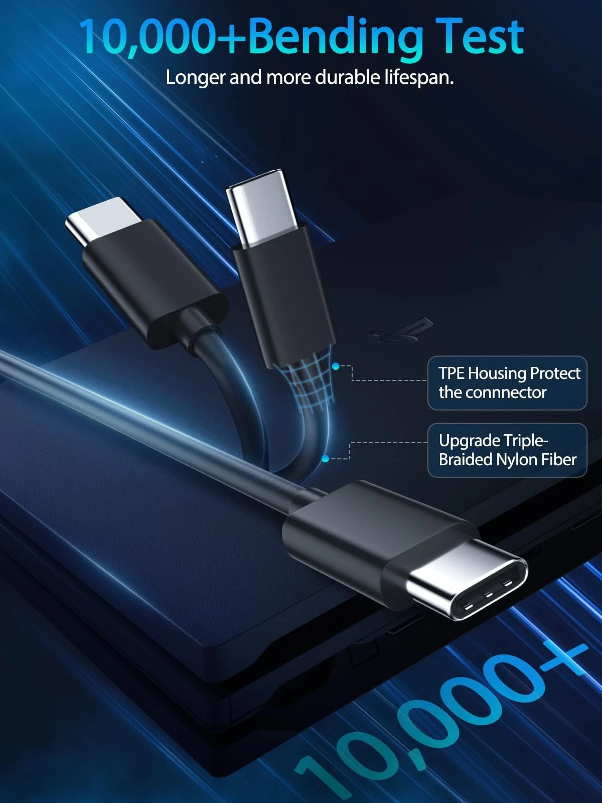15ft Long USB C Cable PS5 Controller Charger Cord for Xbox Series 15ft, Black
