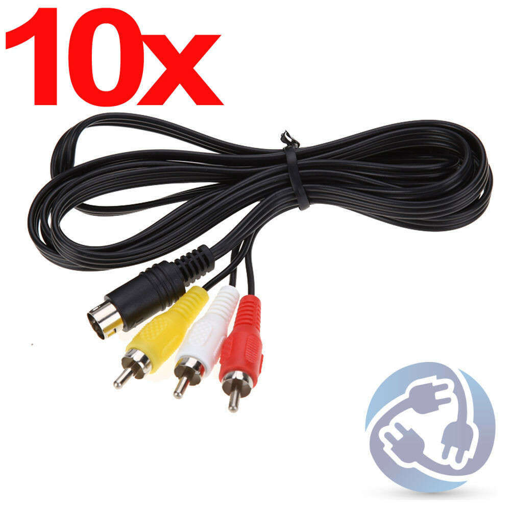 LOT 10x AV Audio Video RCA Composite Cable Cord Sega Genesis 2 3 A/V 9 Pin