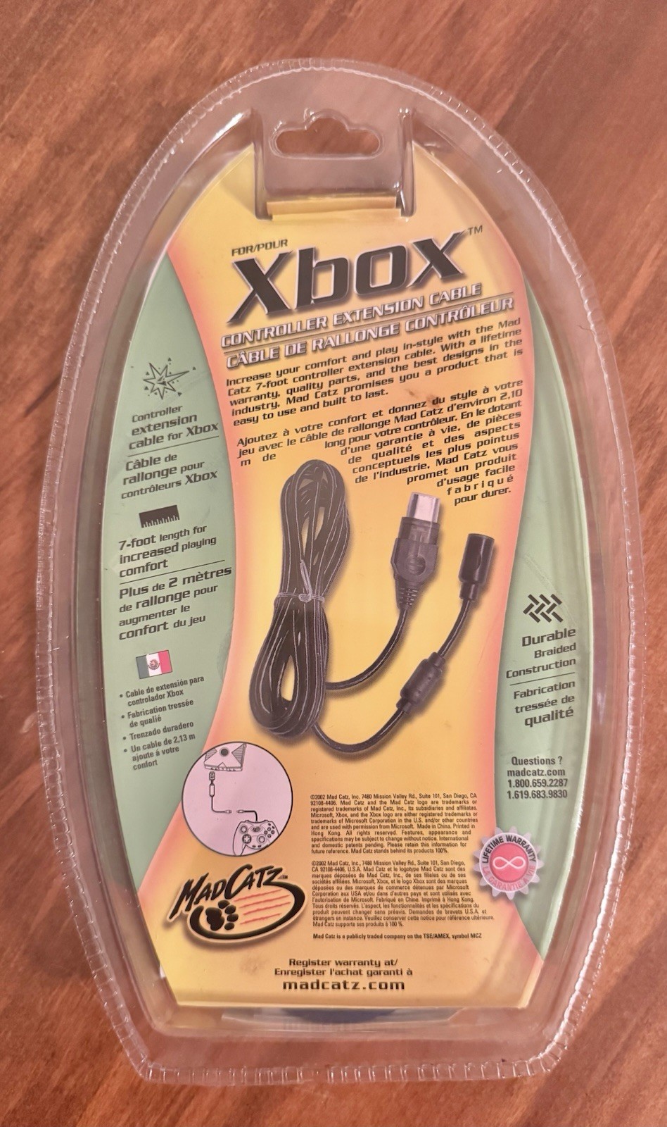 Mad Catz 7 Ft. Controller Extension Cable for Original Xbox *New in Package*