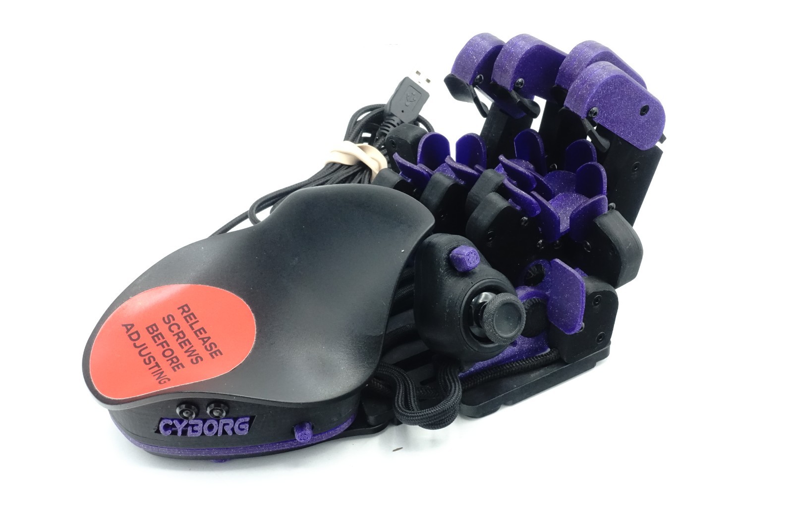 Azeron Cyborg Gaming Keypad With an Analog 360 Thumbstick Black Purple Left Hand