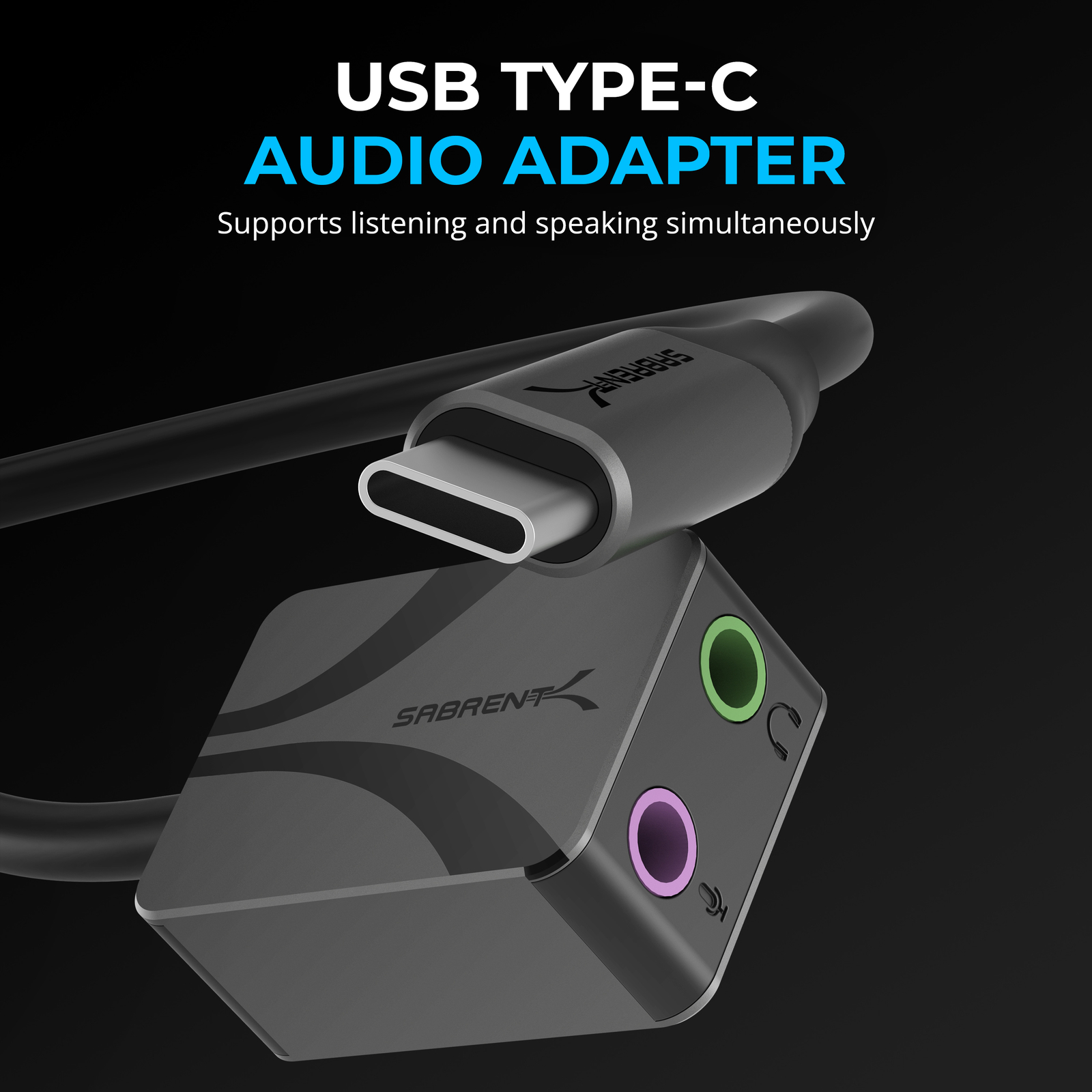 SABRENT USB Type-C Audio Adapter with 24-Bit/96KHz Hi-Res Sound