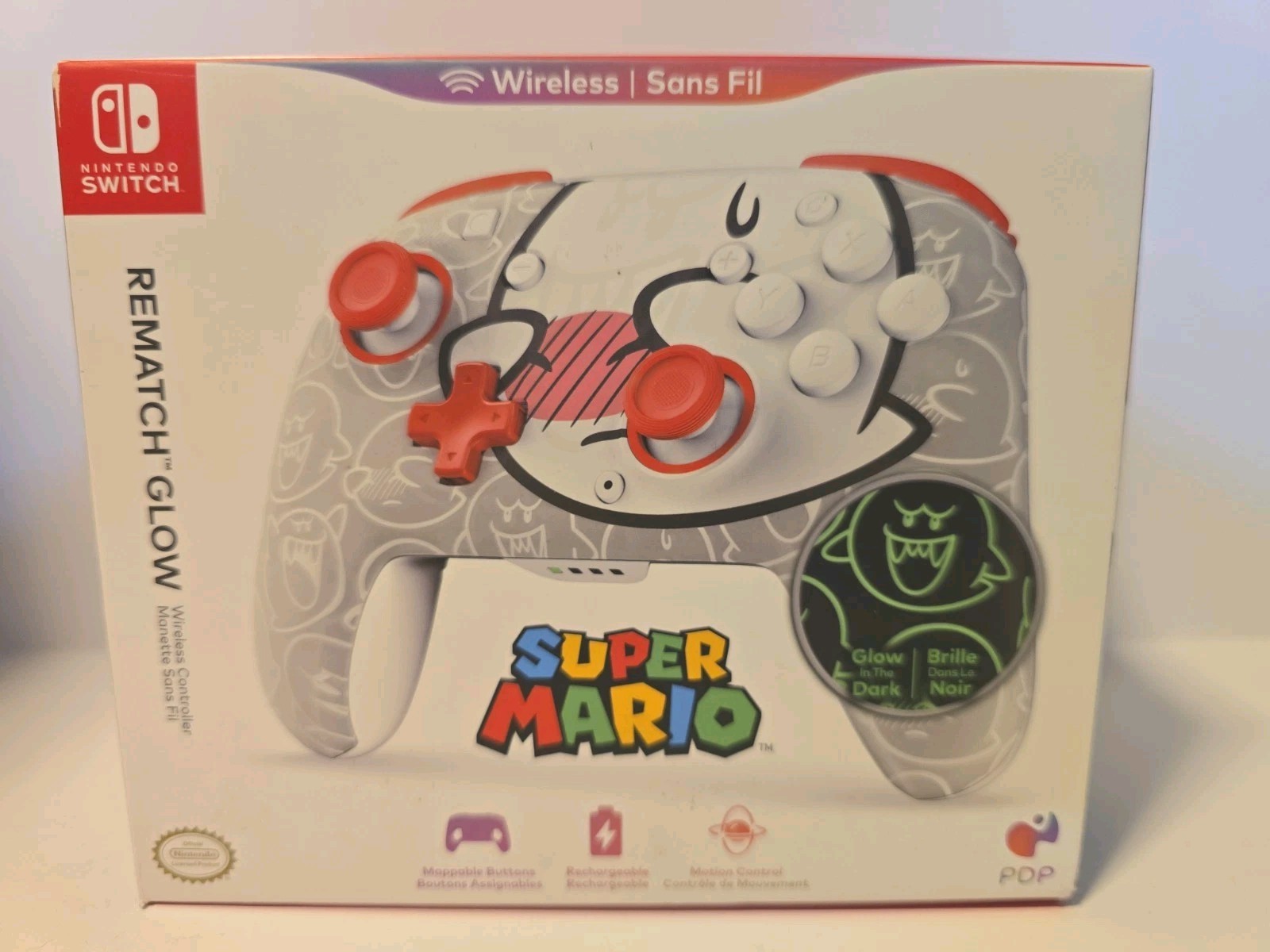 NEW – Nintendo Switch Rematch Glow Wireless Controller – Super Mario Ghost Boo