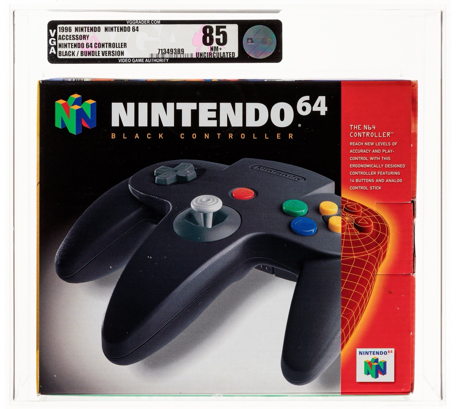 Nintendo 64 Controller VGA 85 NM+ Uncirculated Sealed Black Bundle Version N64
