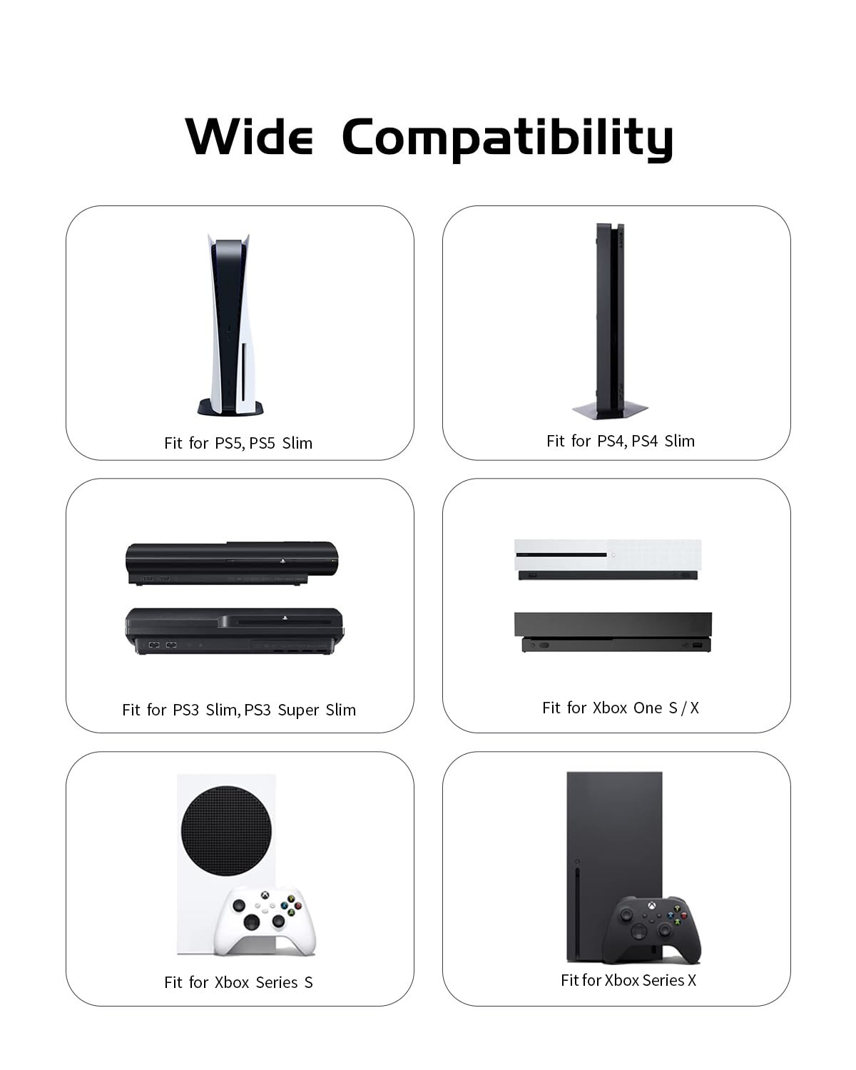 AC Power Cord Cable Fit for Sony PS5 PS4 PS3 Slim Playstation 5 4 3, Xbox Series