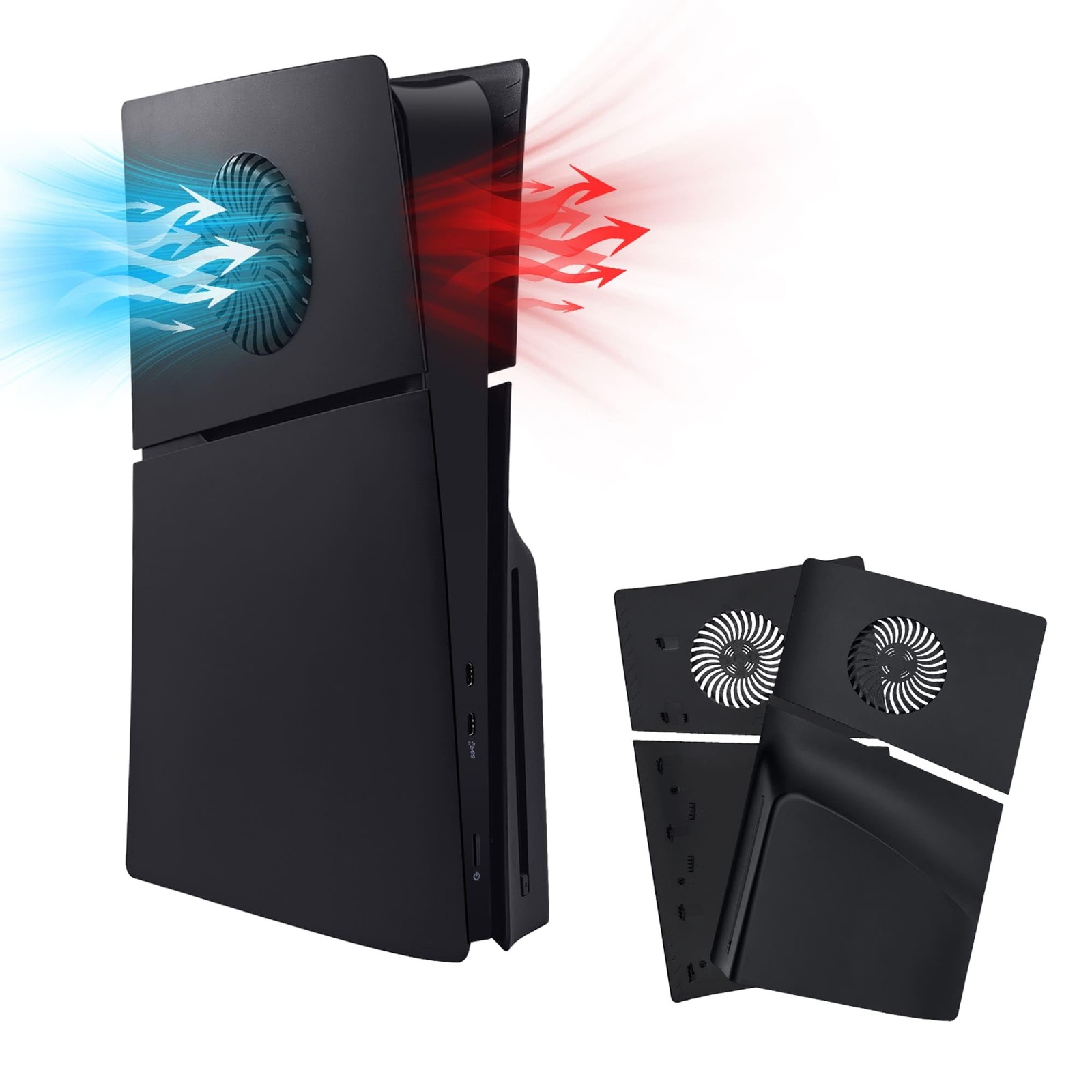 Mcbazel Face Plates for PS5 Slim Disc Edition Only, Anti-Scratch Black