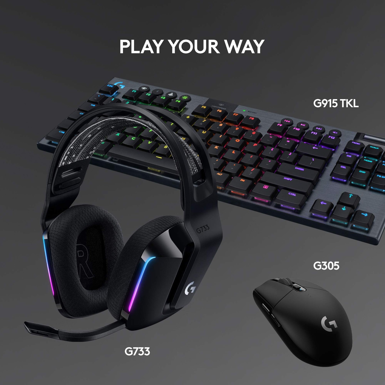 Logitech G733 Lightspeed Wireless Gaming Headset Suspension Headband Lightsync