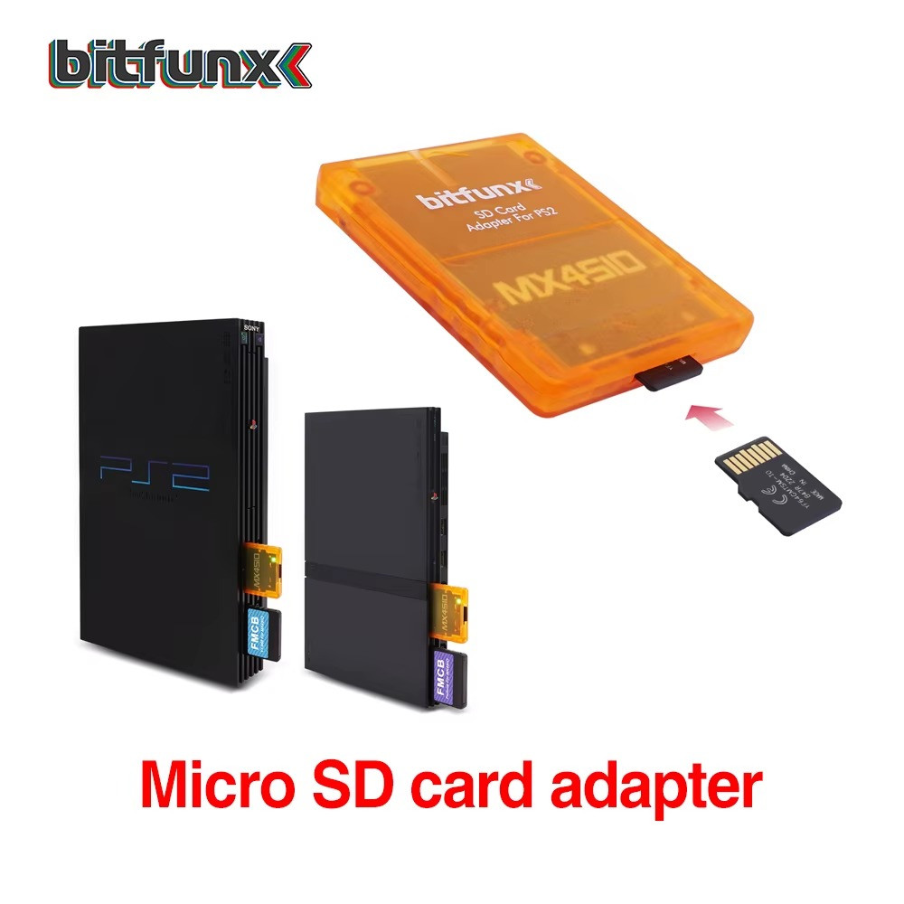 MX4SIO SIO2SD SD Card Adapter for PS2 Memory Card Expansion for SIO Blue Clear