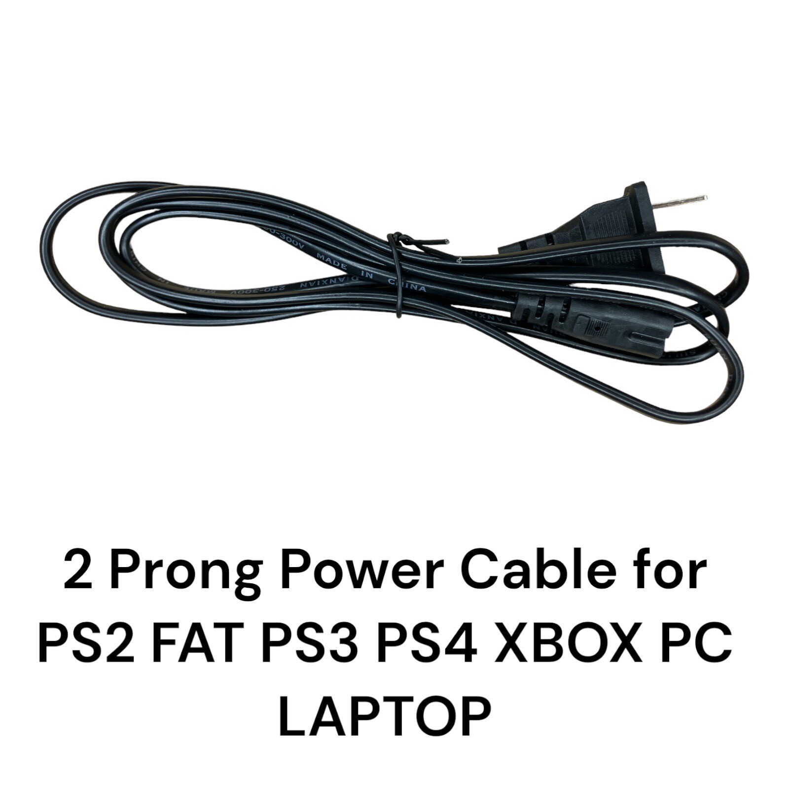 AC Power Cord Cable for PS4 PS3 PS2 Slim Super Slim XBOX PC 2 Prong LAPTOP E3AA