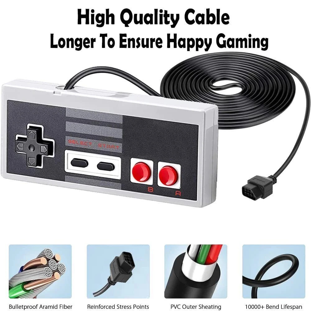2 X Wired Controller For Nintendo NES-004 Original Vintage Console Gamepad US