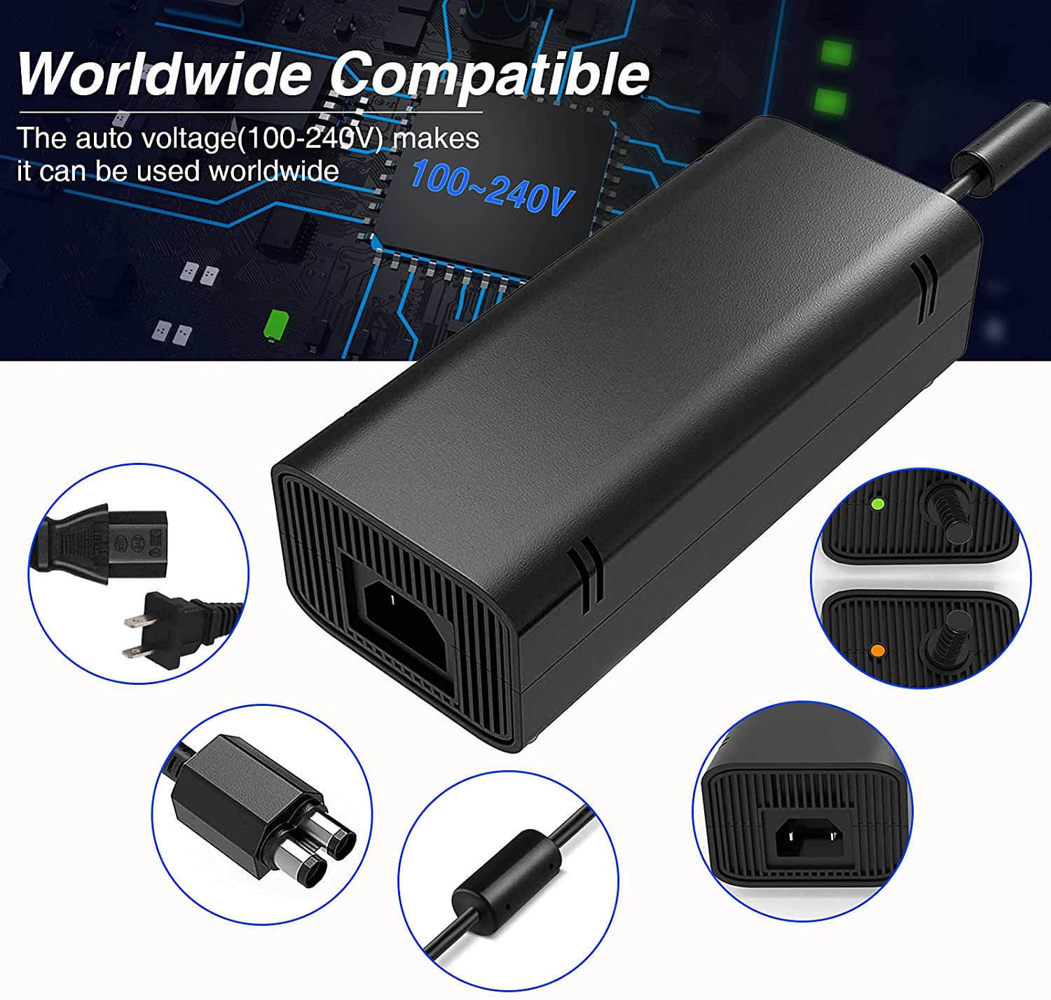 New SLIM AC Power Supply Brick Charger Adapter Cable Cord for Microsoft Xbox 360