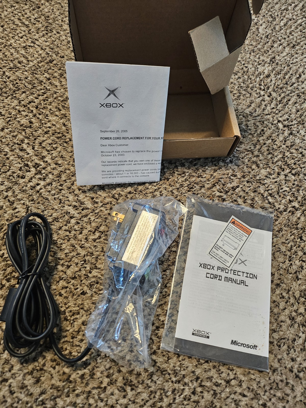 Official OEM Microsoft Xbox Original Protection Power Cord X800563-100 CIB…