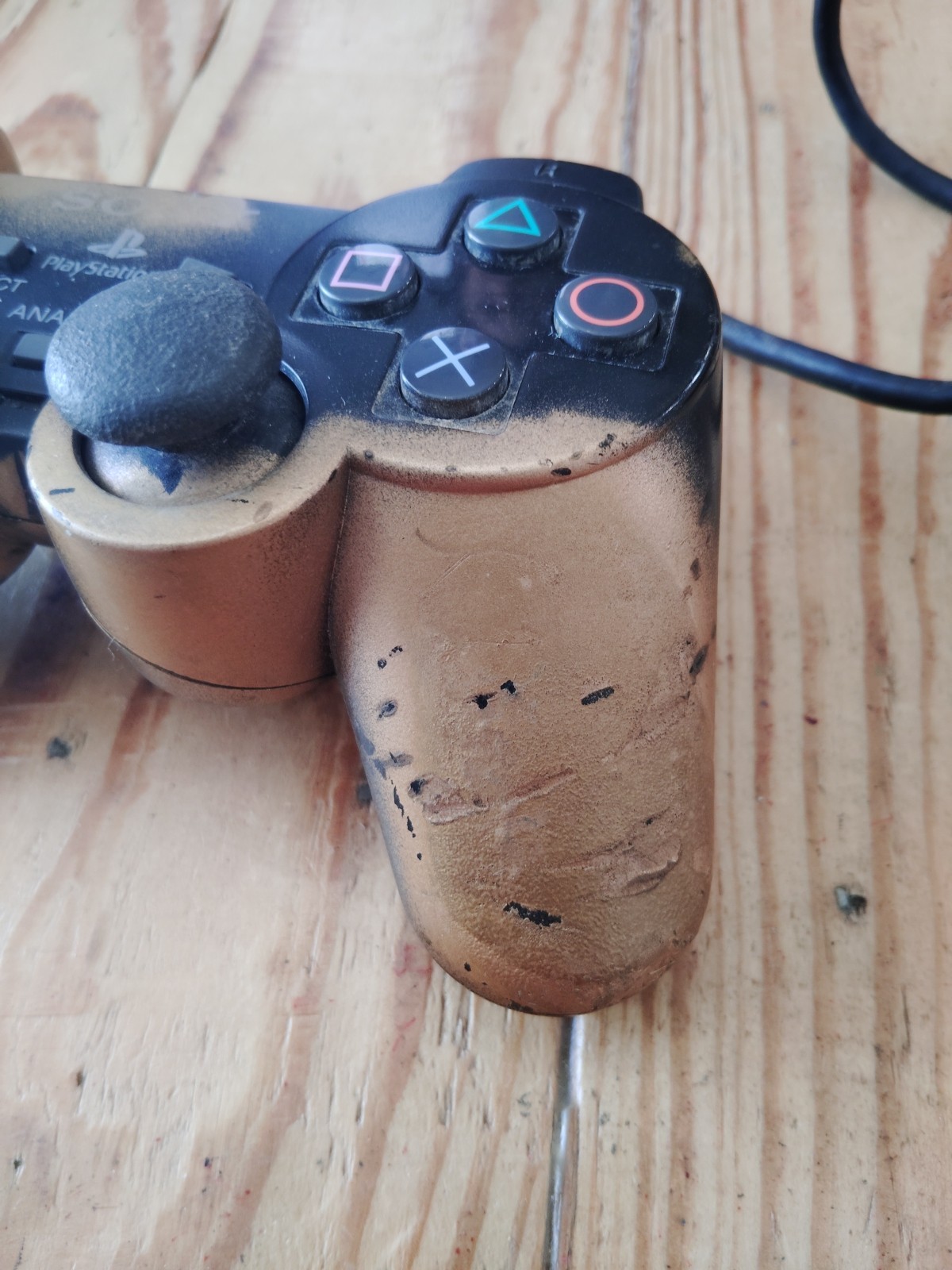 PS2 Dual Shock 2 Analog Controller Gold And Black Custom Paint Ps2 Tested Works