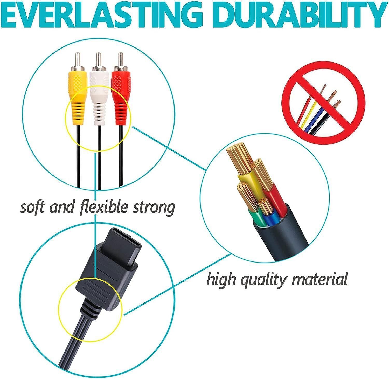 Lot N64 SNES Gamecube RCA AV TV Audio Video Stereo Cable Cord For Nintendo 64