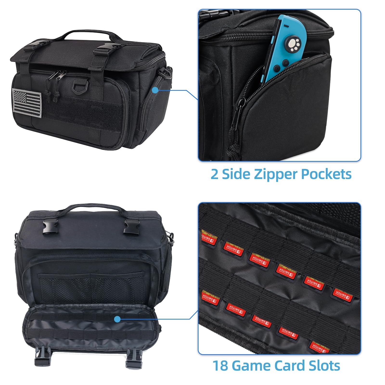 Tactical Gaming Console Travel Bag Case for Switch Steam Deck Portable Organizer