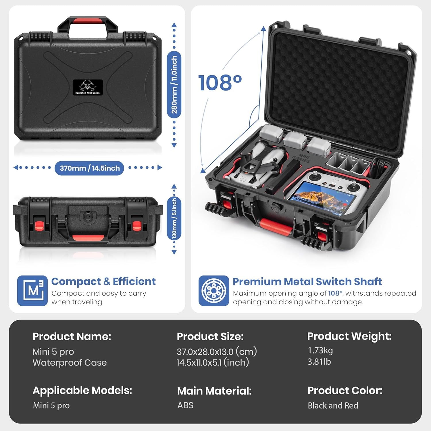 Carrying Case for DJI Mini 5 Pro Drop-Resistant & Pressure-Resistant Storage Box