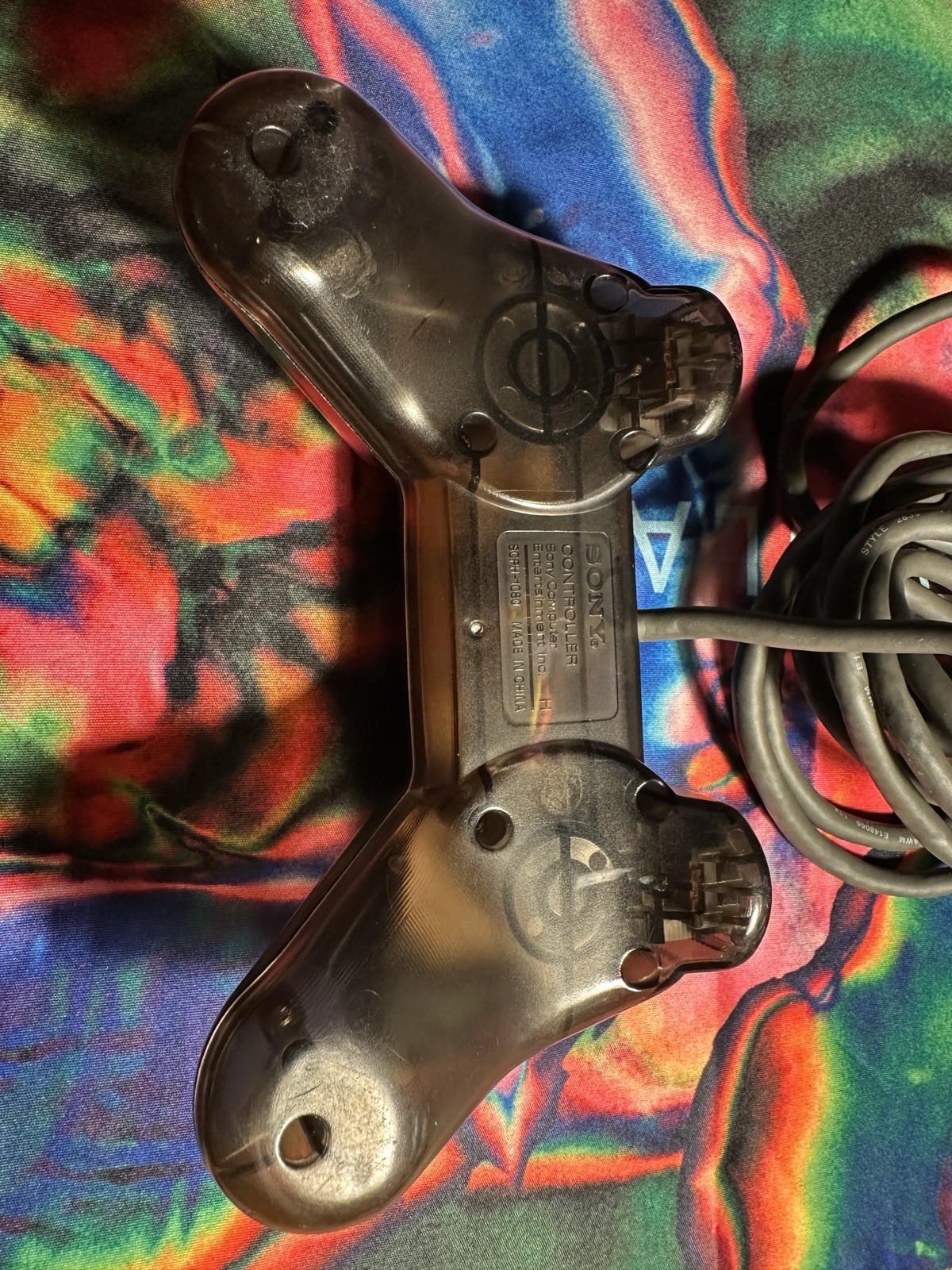 Sony PlayStation 1 PS1 Smoke Clear Black Controller SCPH-1080 -Tested -Authentic