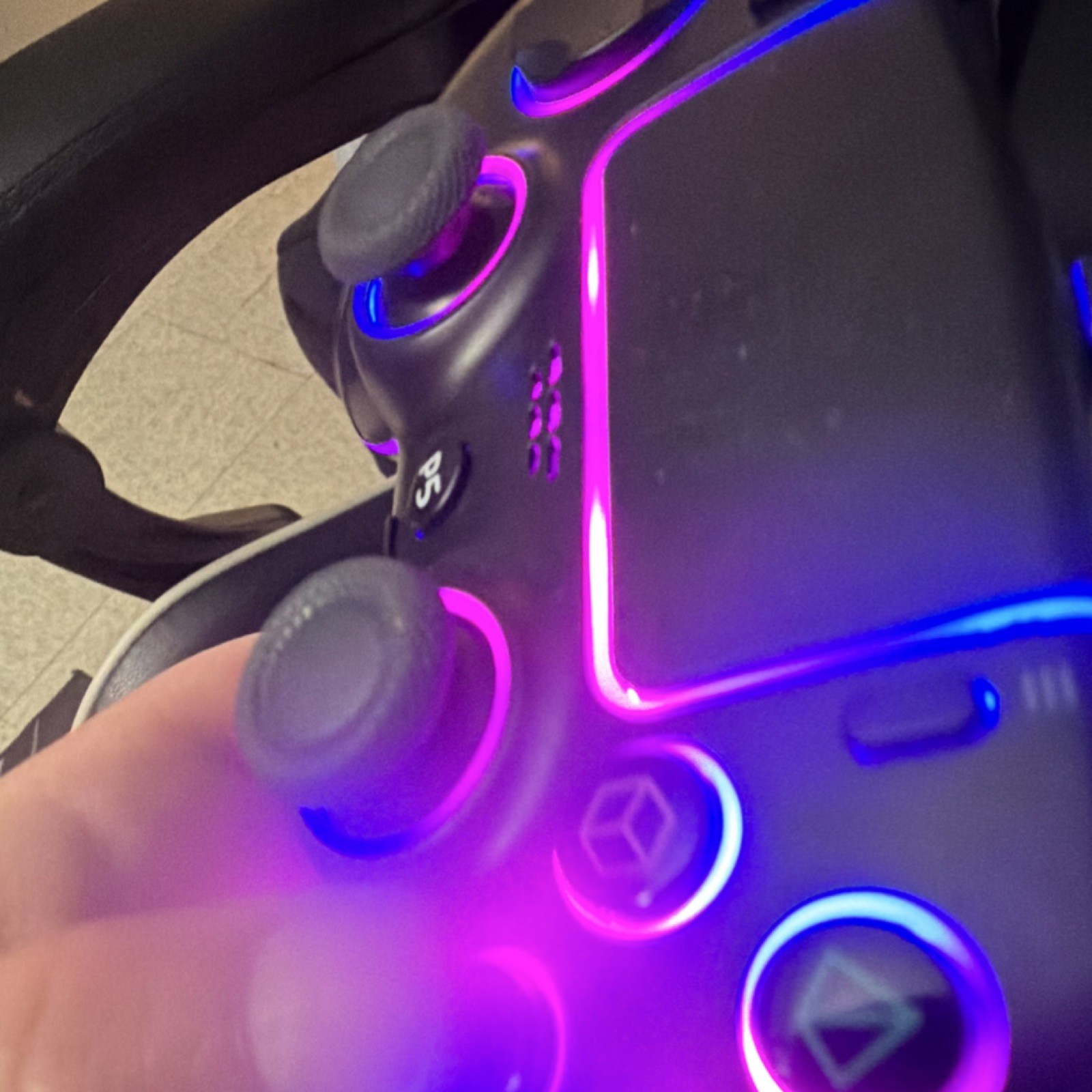 Wired SZ-5005W Controller for PlayStation 5, Black Pink Blue, LED Lighting