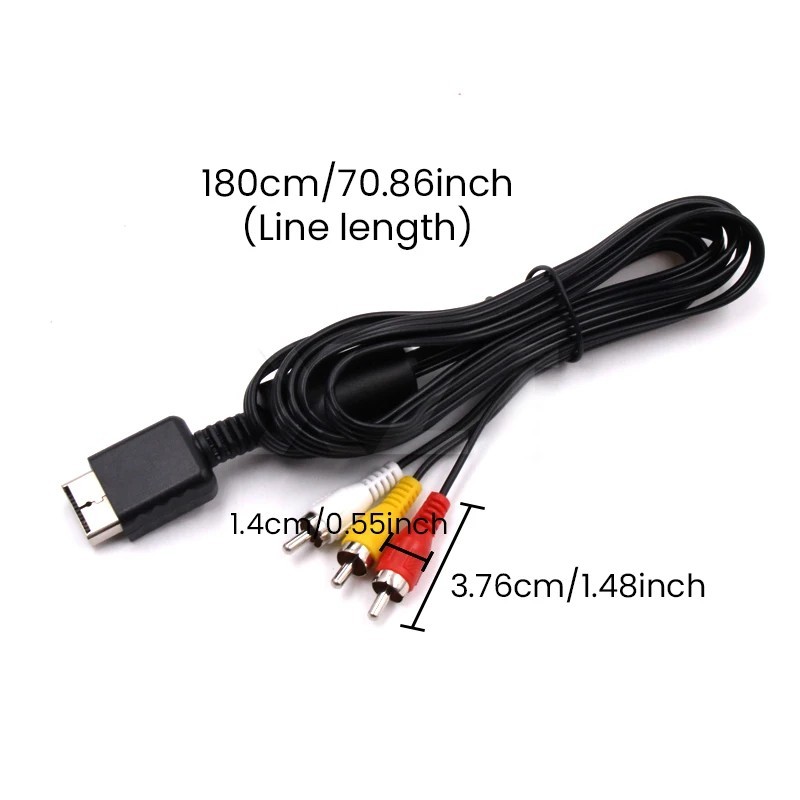 1.8M AV RCA Cable for Sony PS1 PS2 PS3 TV Audio Video Adapter Cord