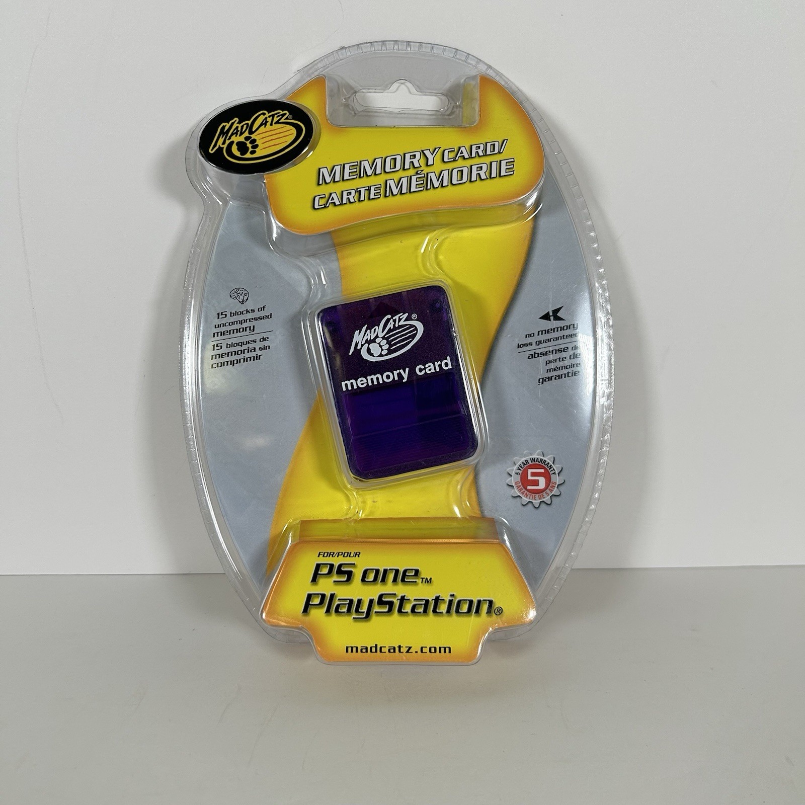 NIB New Sony Playstation One MadCatz PS1 Memory Card Purple 15 Blocks Vtg 2003