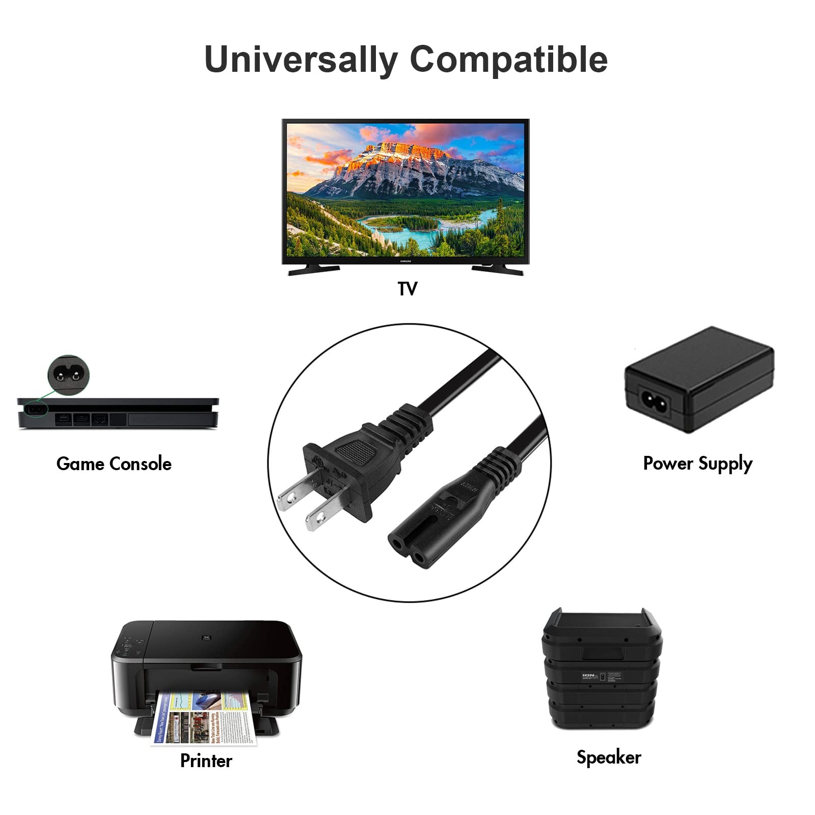 [UL Listed] Power Cord Compatible with Electric Recliner or Liftchair Black
